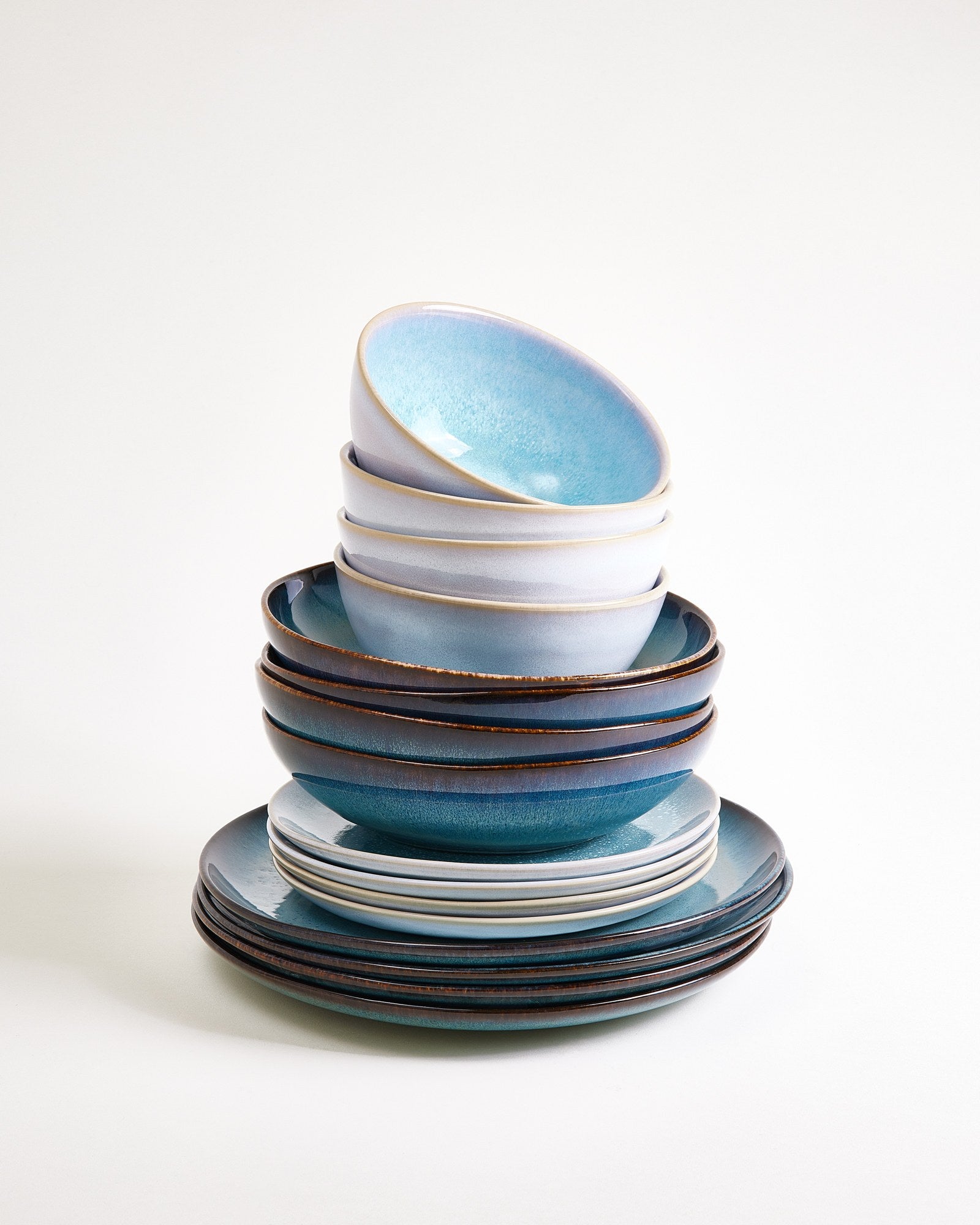 TABLEWARE SET CLASSIC SOFT TIDE AQUA GREEN-BLUE 16 PIECES