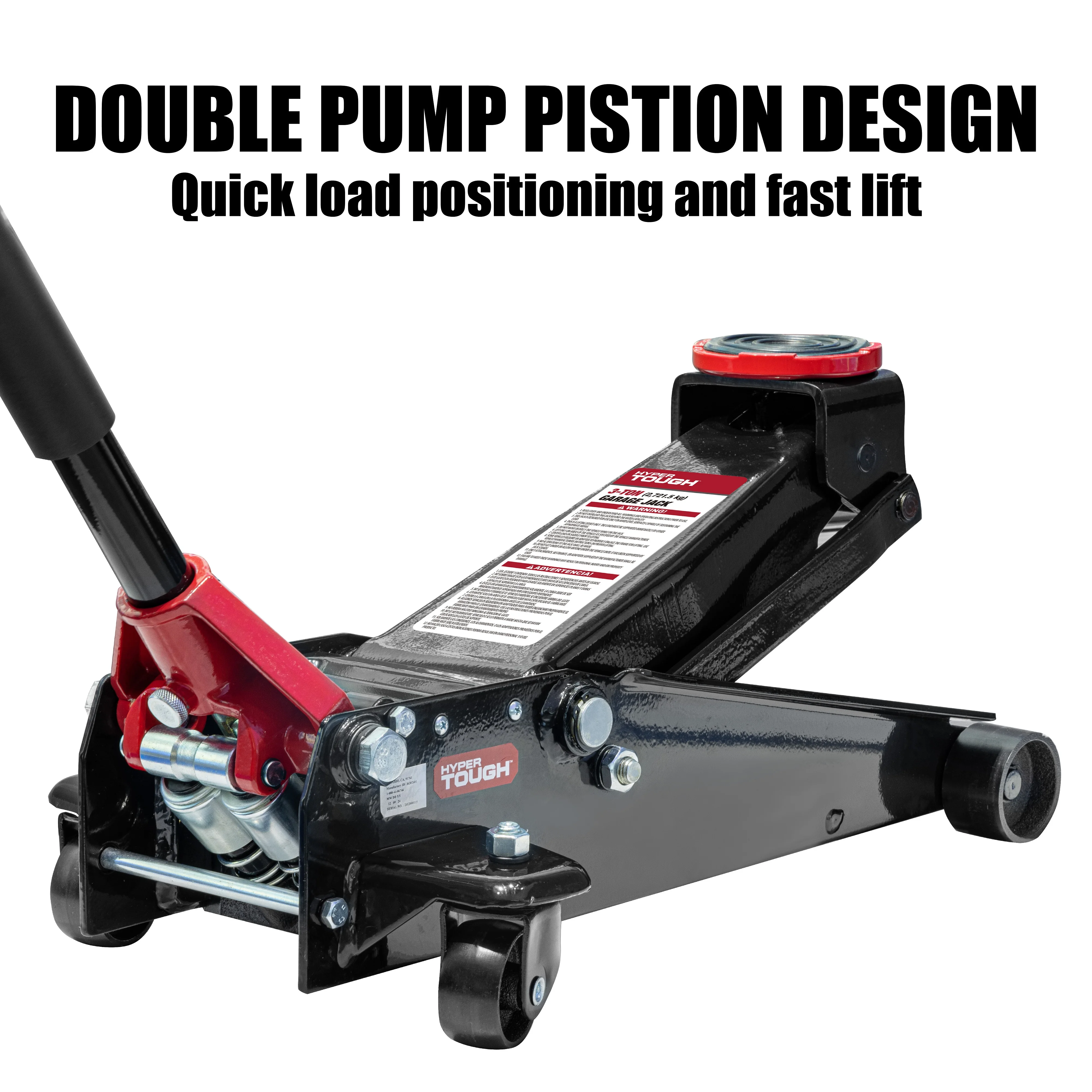 3 Ton Floor Jack with Dual Pump Black - Image 3