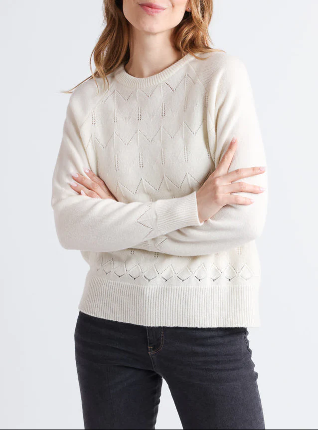 Pull femme laine et cachemire blanc crème