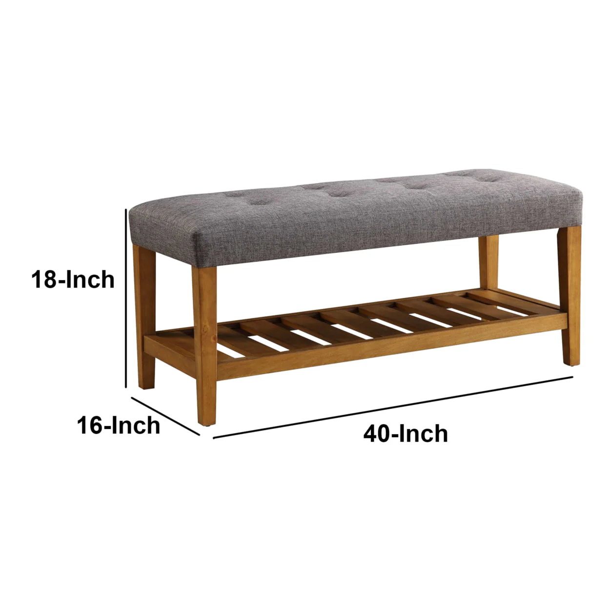 Wooden Bench, Gray  Oak- Saltoro Sherpi(Beige  Oak Brown)