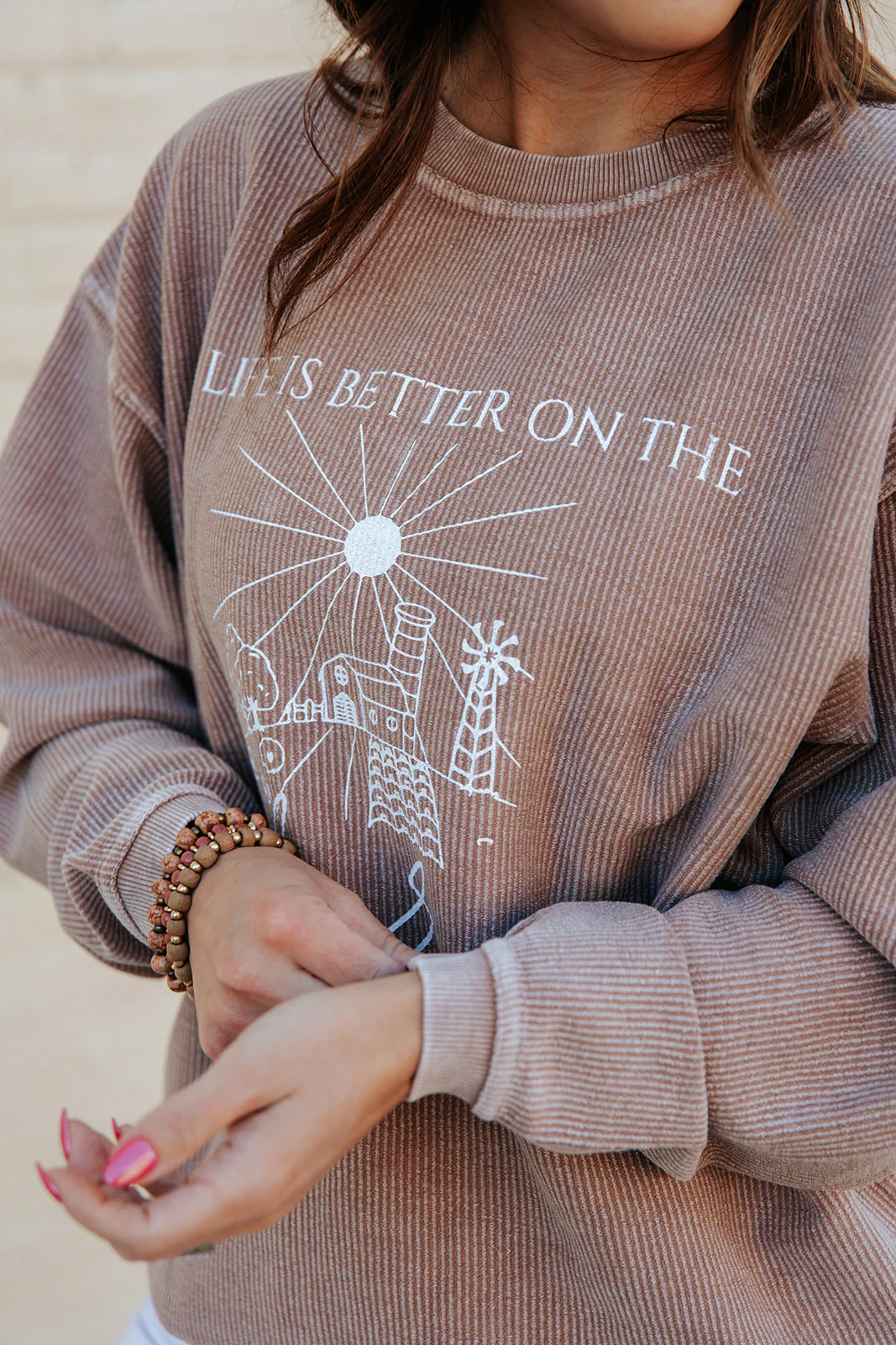 Life Is Better On The Farm Ribbed Graphic Crewneck