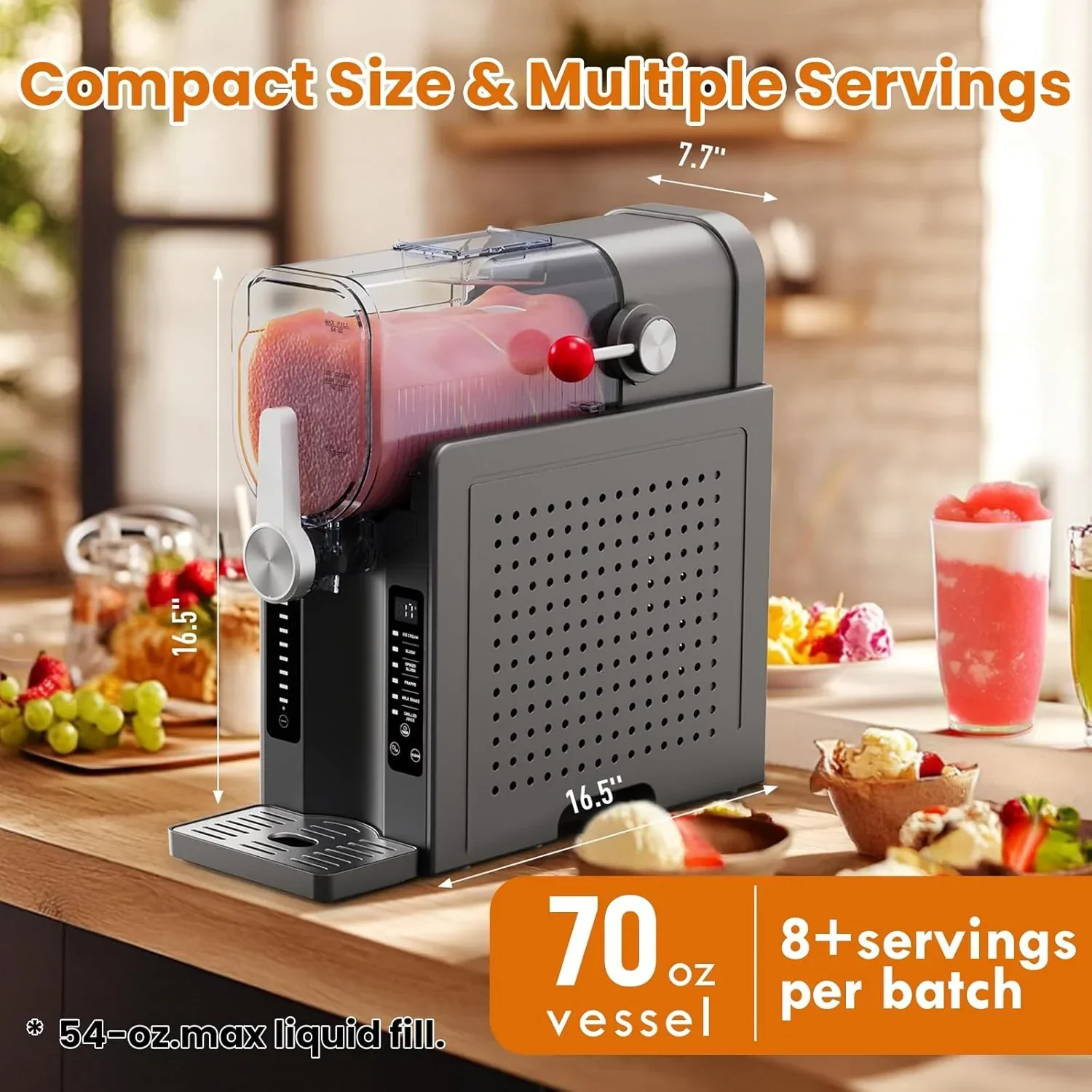 Machine à granita professionnelle pour boissons glacées, sans glace, avec écran LED