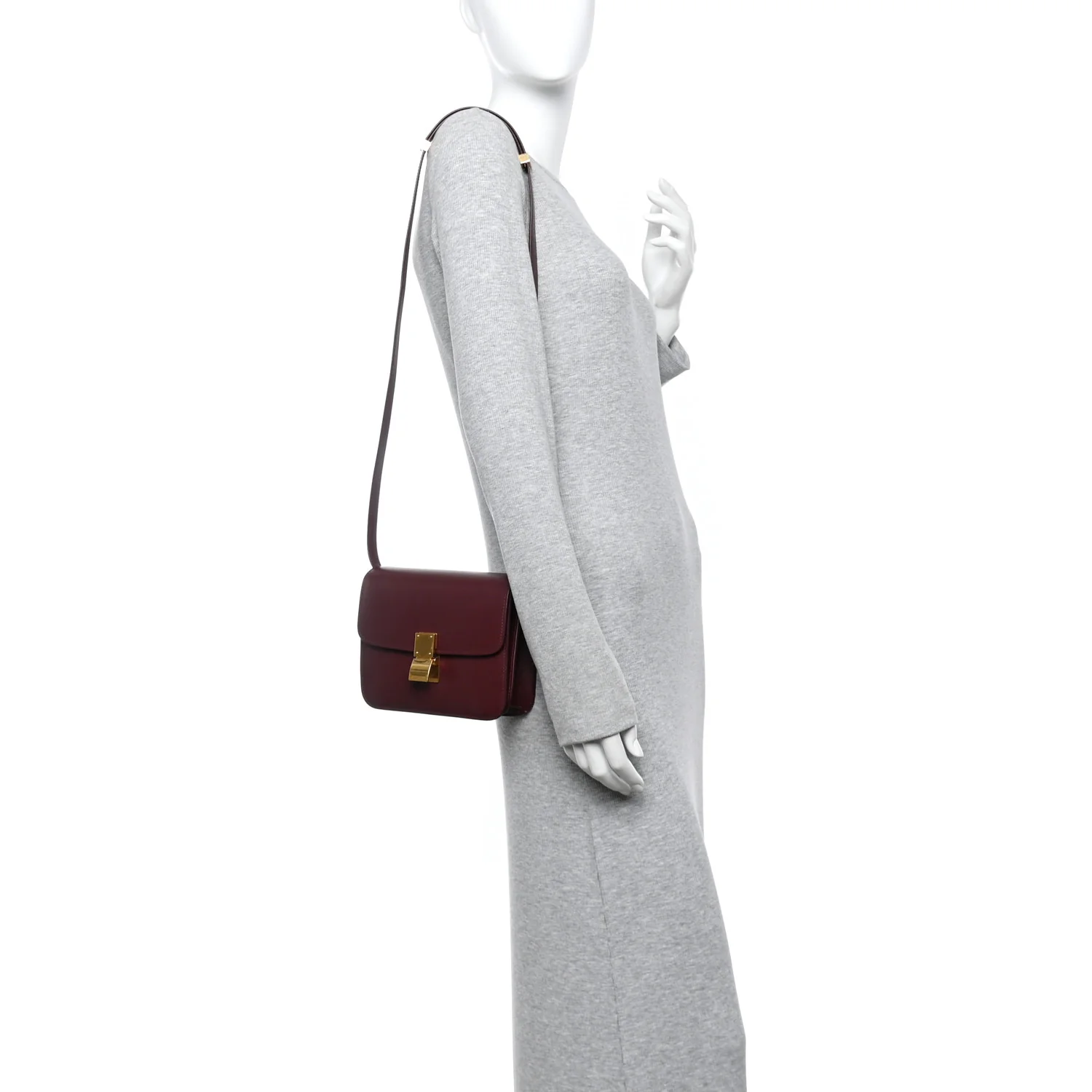 Liege Calfskin Teen Classic Box Flap Bag Burgundy