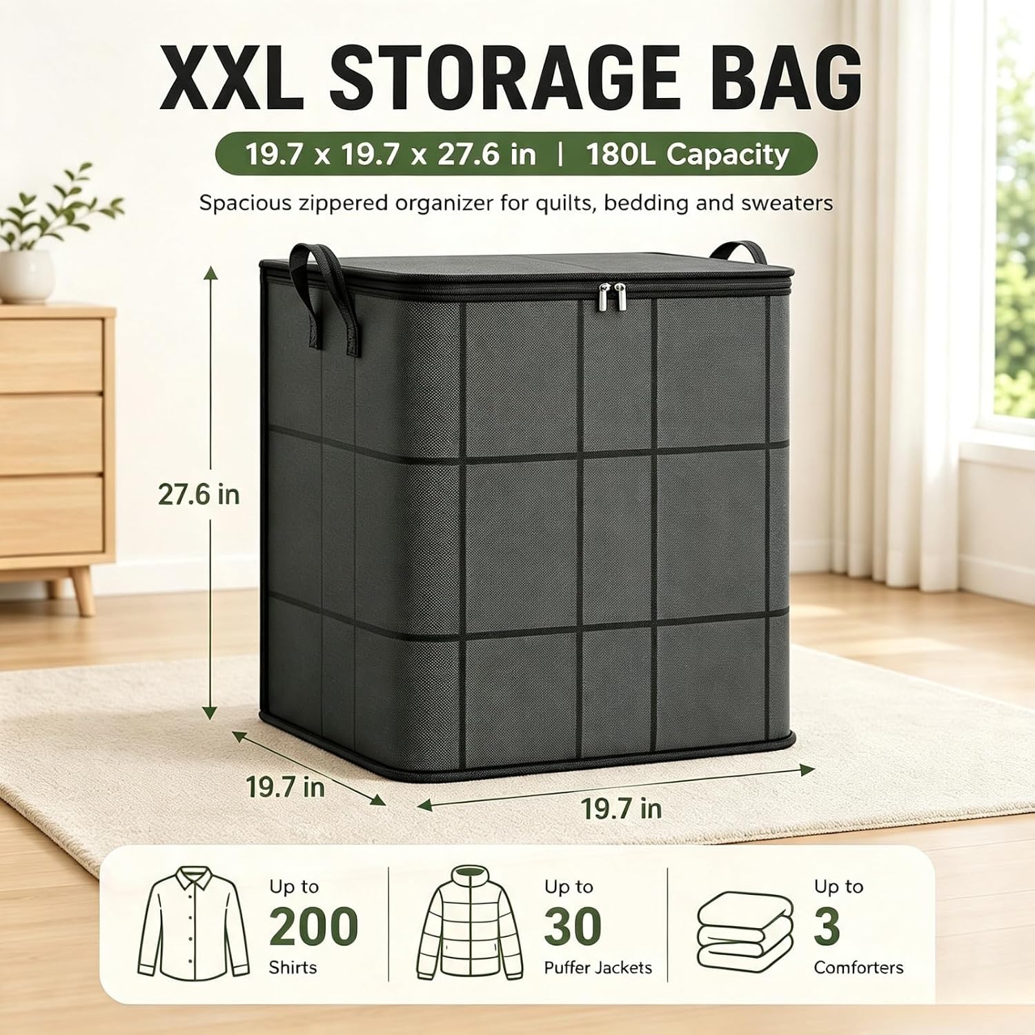XXL Foldable Storage Bag with Reinforced Handles,180L Storage Bag 2026 New