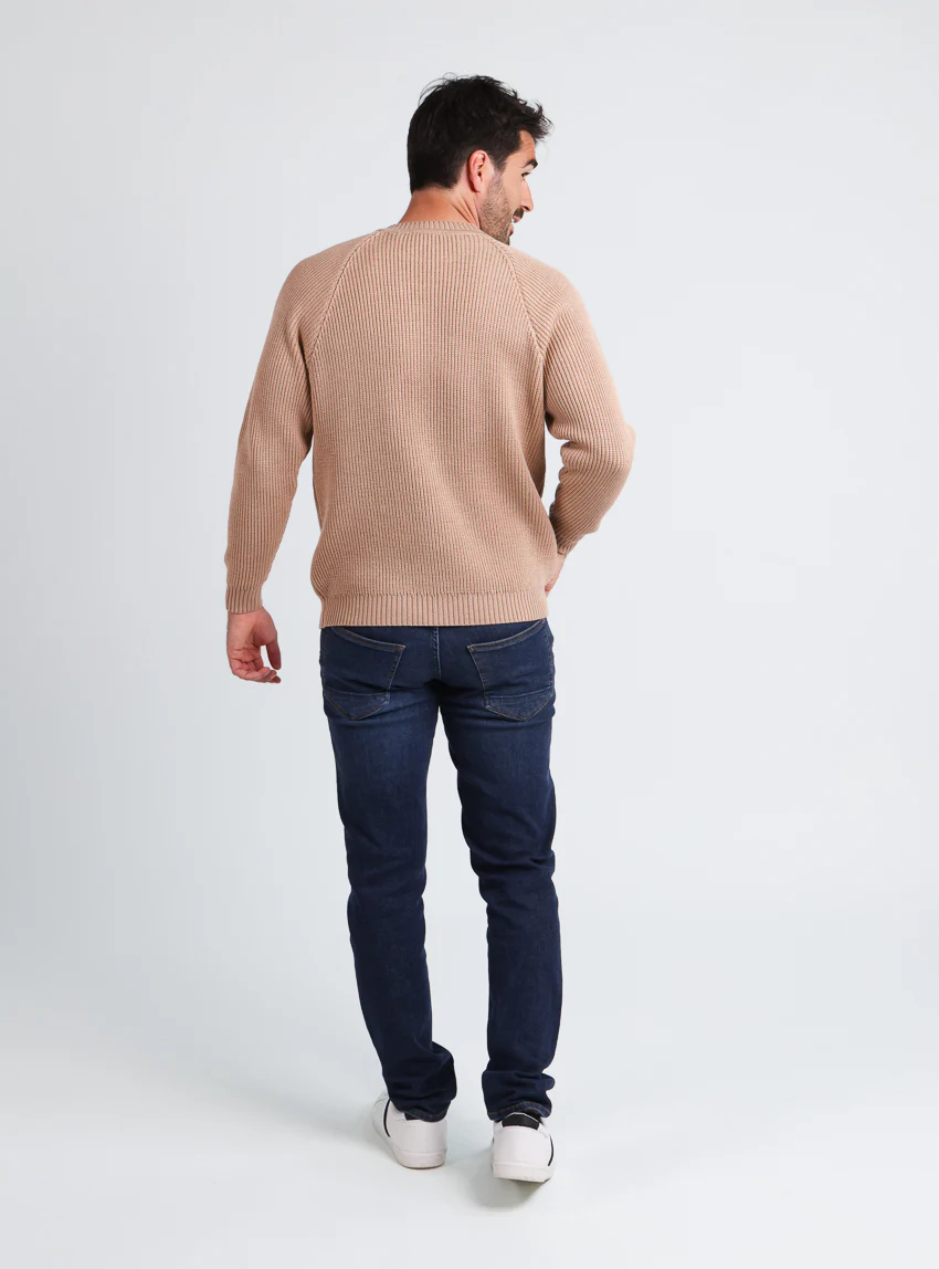 Pull homme en laine maille perlée Beige Chaud