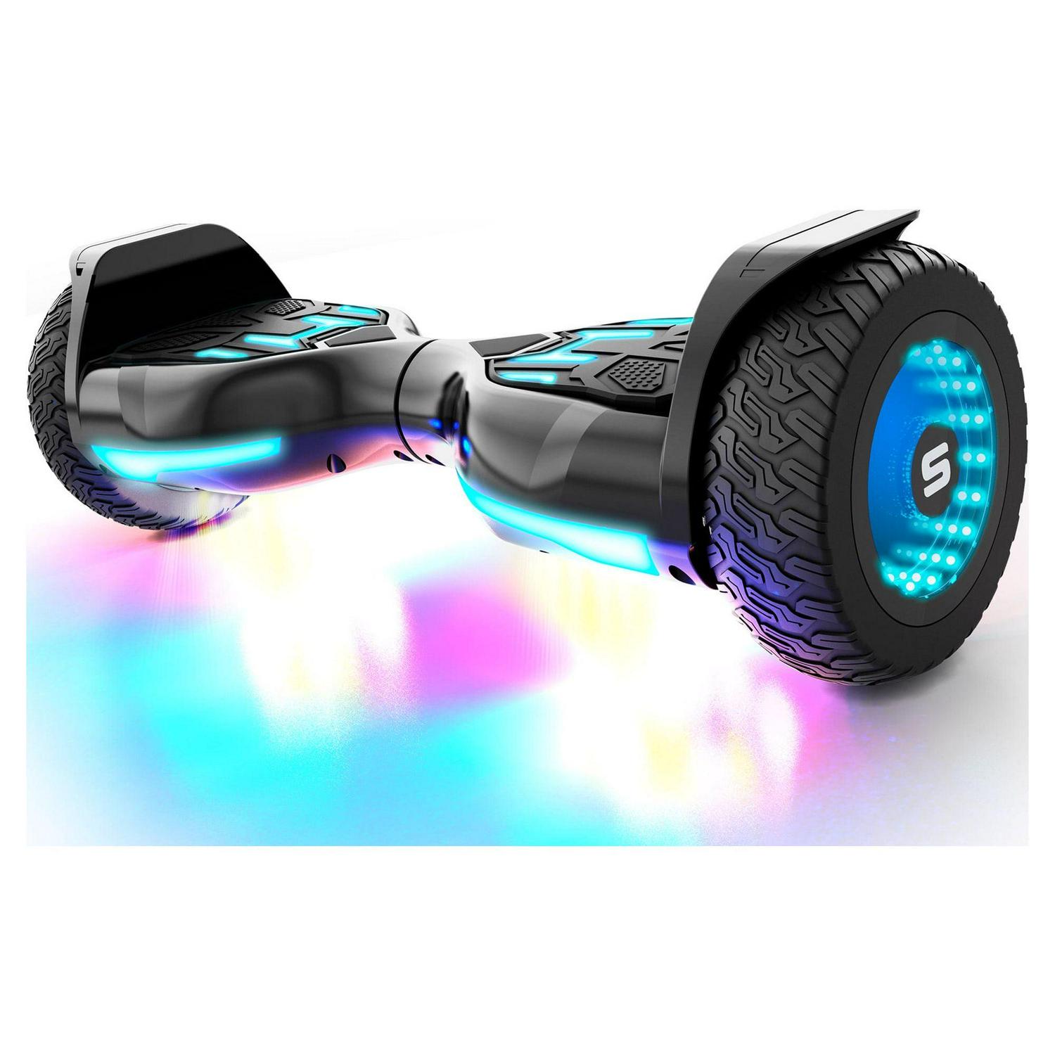Swagtron Warrior XL Off - Road Hoverboard. 250 lb Weight Limit. Music - Synced Bluetooth LED Lights. 8 in Infinity Wheels. 8 Mph. Lifepo Battery UL - Compliant