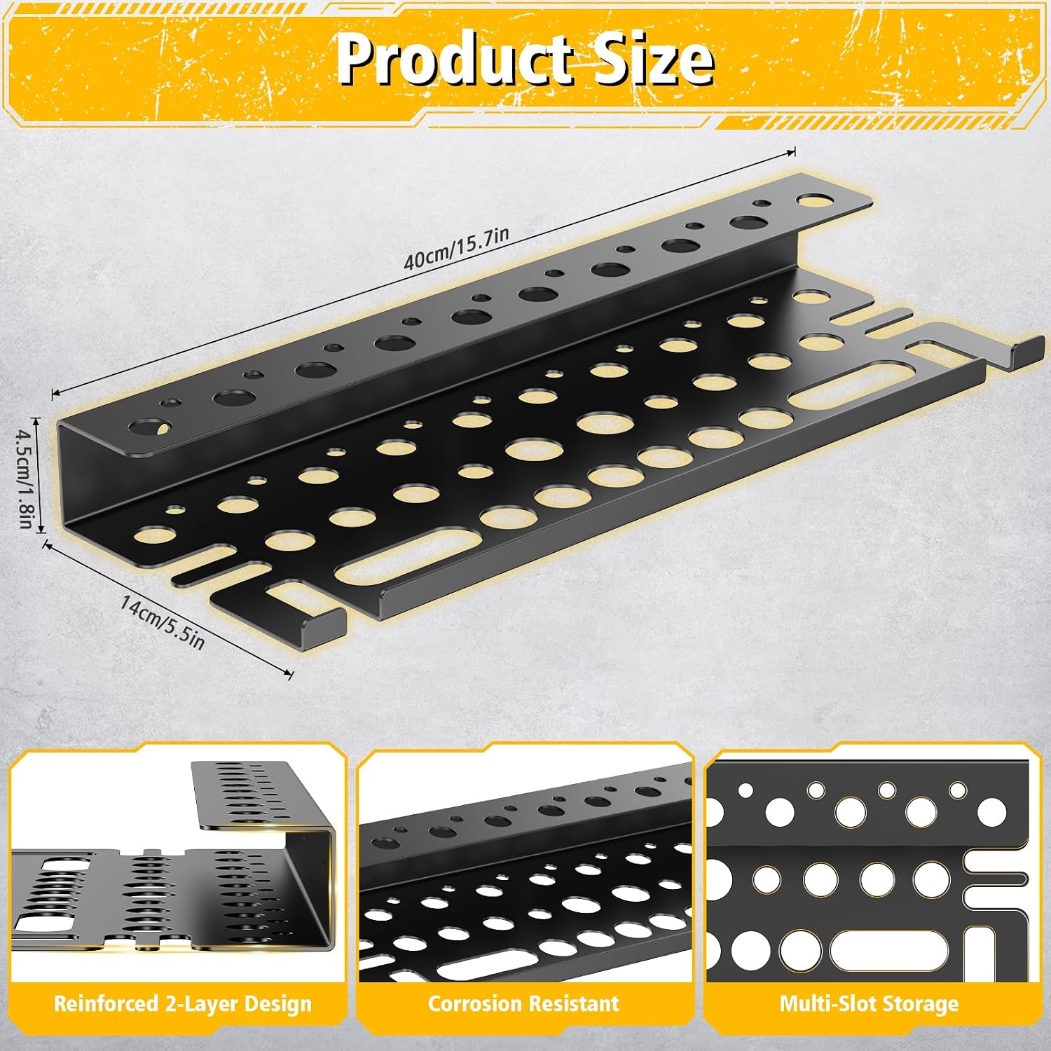 Screwdriver Organizer Wall Mount, Heavy Duty Steel, with 43 Holes