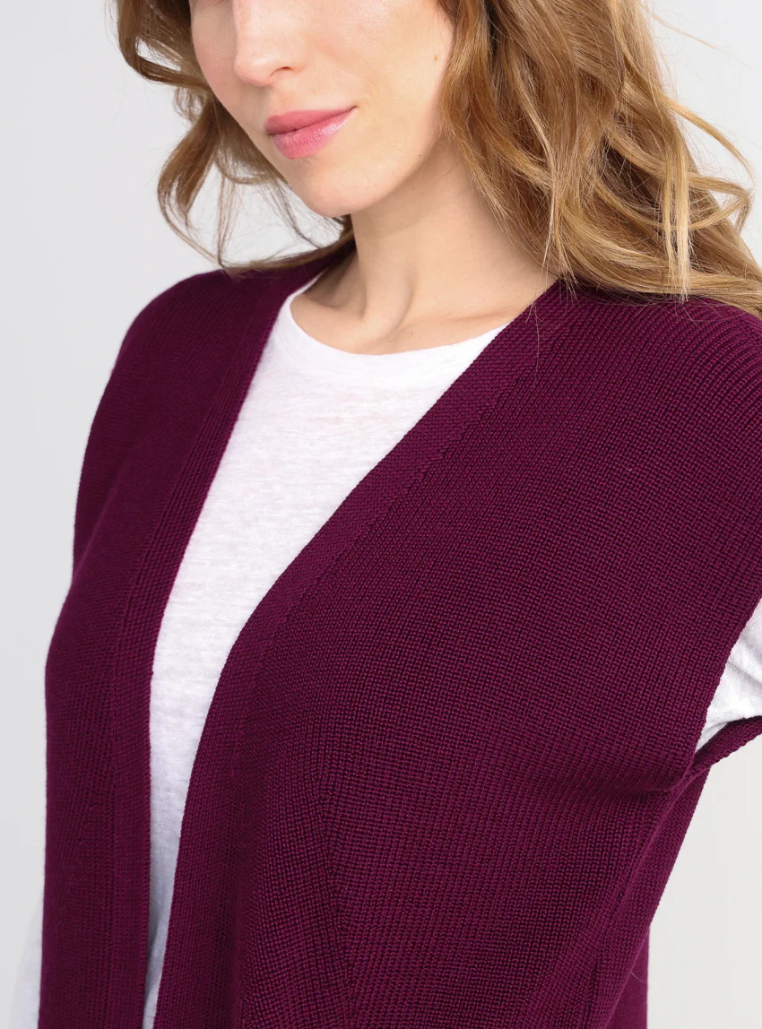 Gilet sans manches femme en laine violet