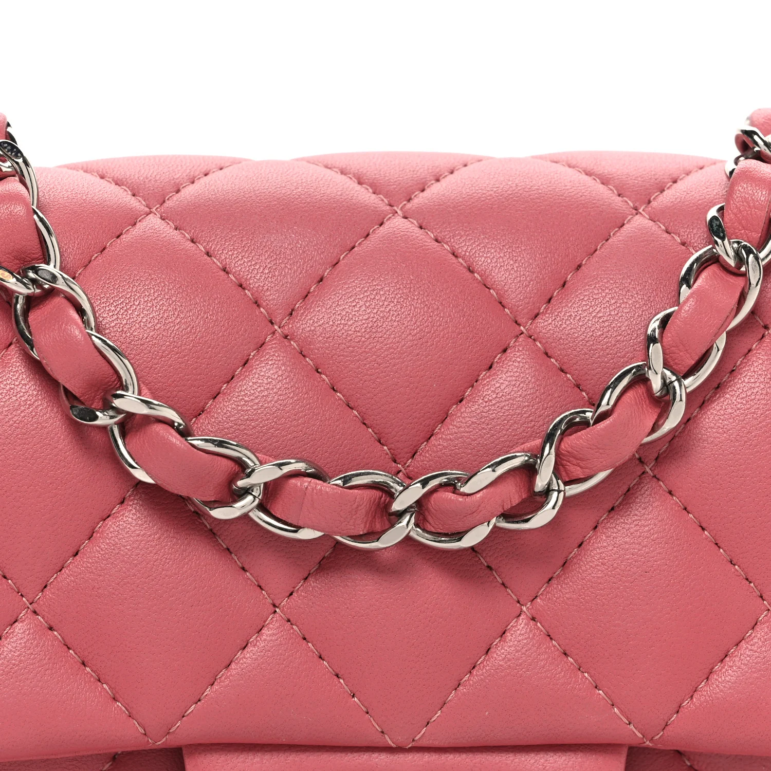 Lambskin Quilted Mini Rectangular Flap Pink