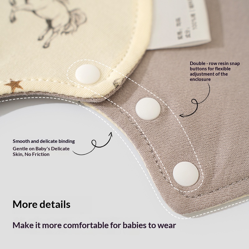 Premium 2 Layer Muslin Baby Bib 360 Degree Rotation 8 Petal Shape Soft Cotton Gauze Infant Drool Bib for Daily Feeding Wear