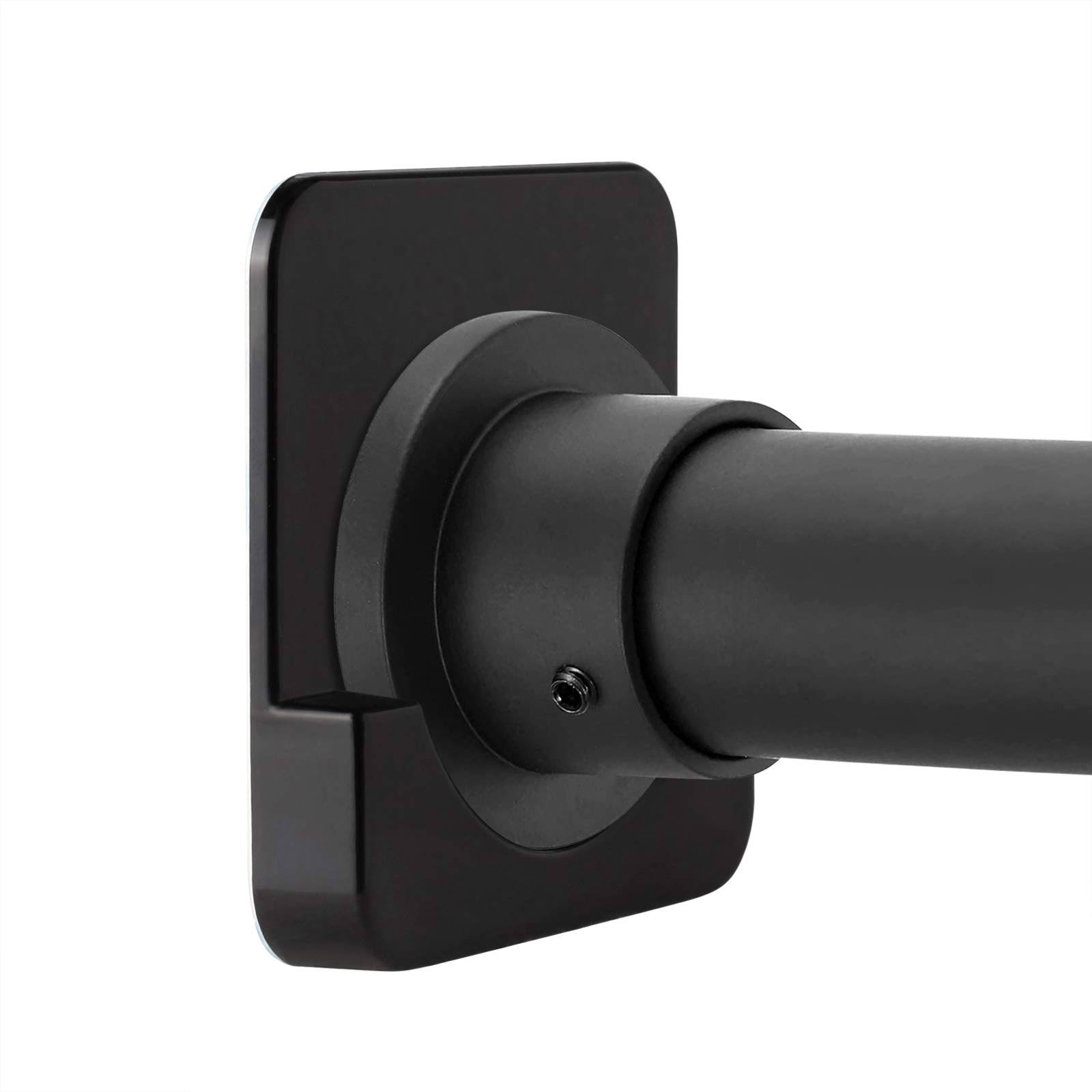 Canray Shower Curtain Rod Mount Holder for Wall | Adhesive Shower Rod Tension Retainer | No Drilling | Stick On | 2 Pack Black (Shower Curtain Rod Not