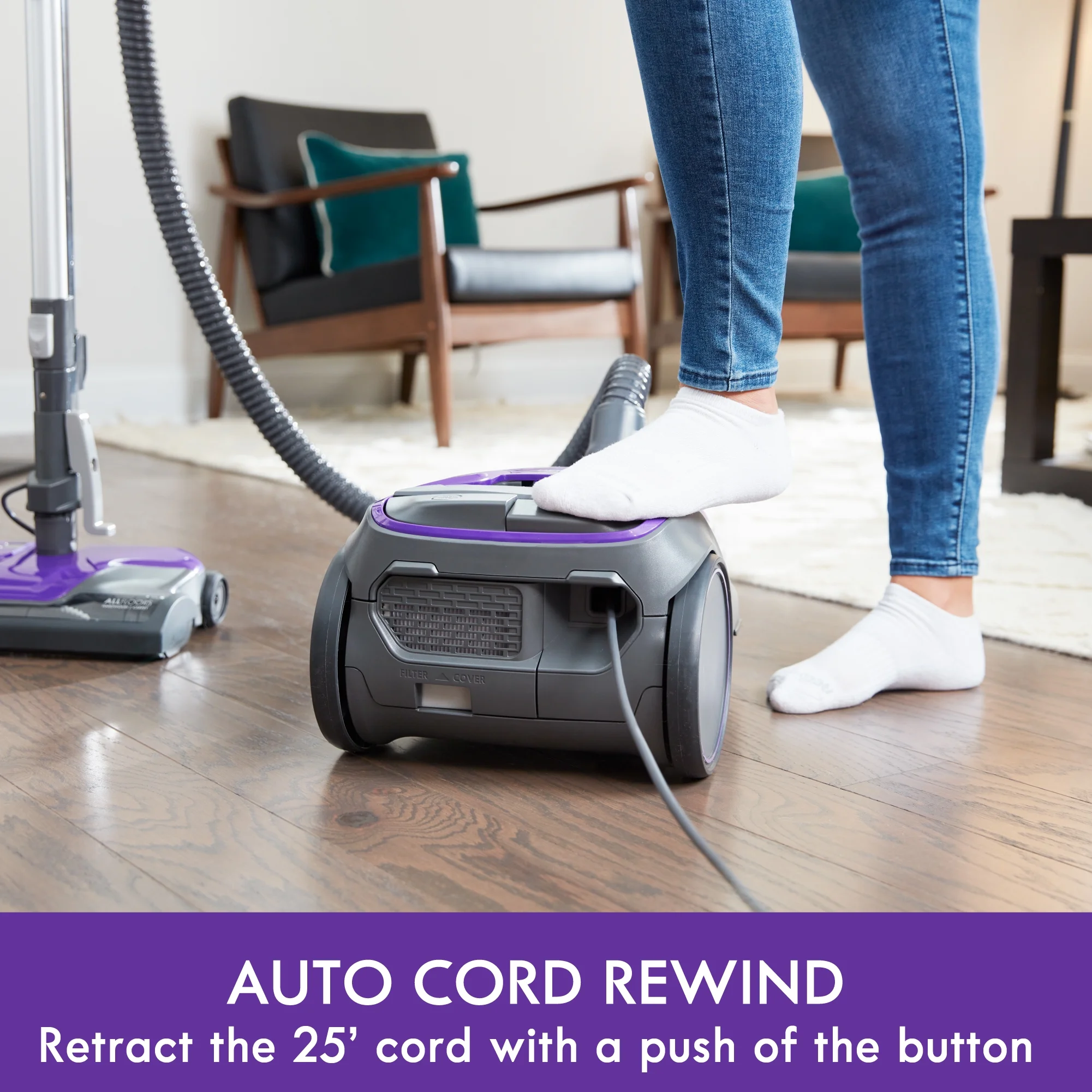 BC3002 200 Series Pet Friendly HEPA AllergenSeal Bagged Canister Vacuum Cleaner(Purple) Image 3