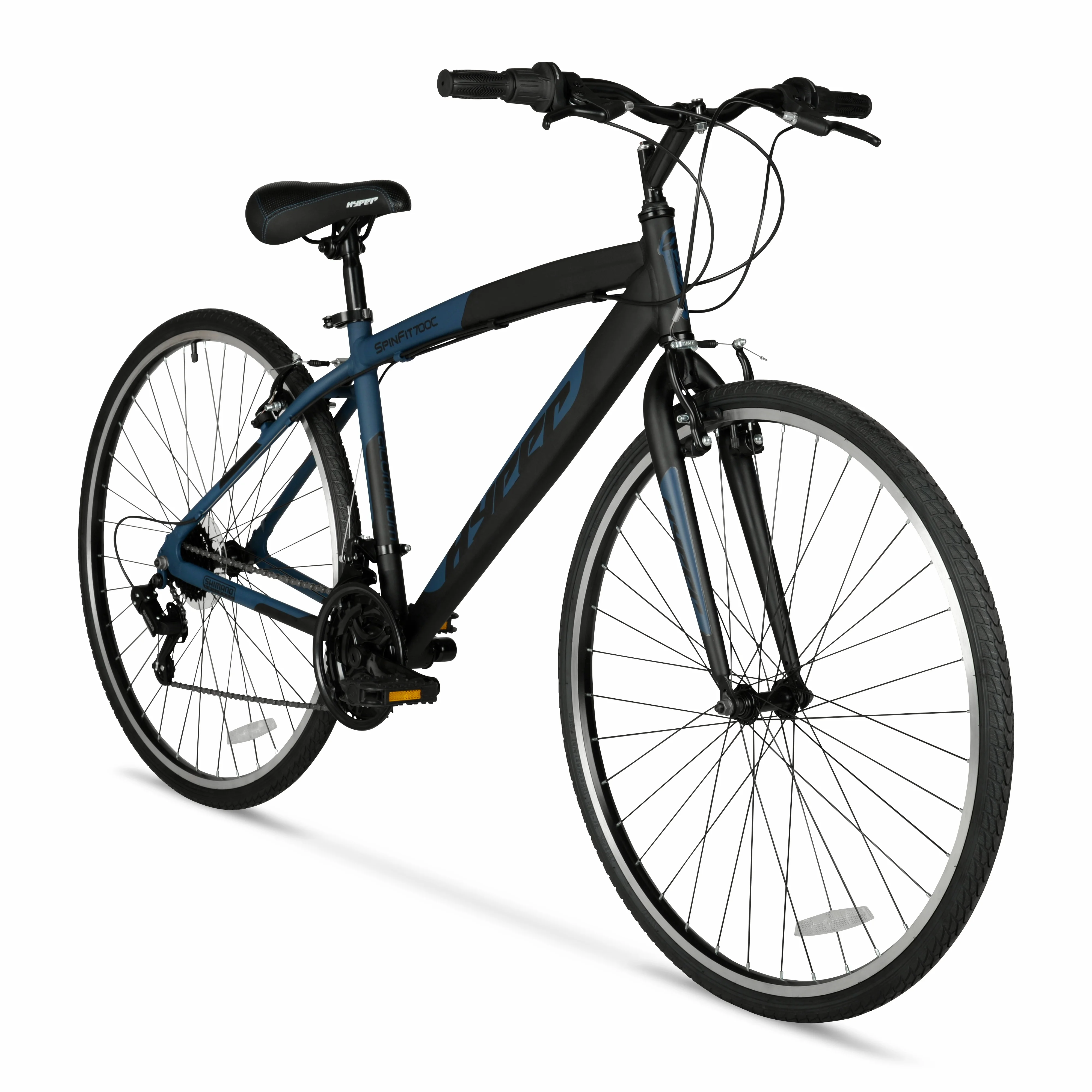 Brand Bicycle 700c Men's Spin Fit Hybrid Bike, Black and Blue, Adults(Black and Blue) - Image 2