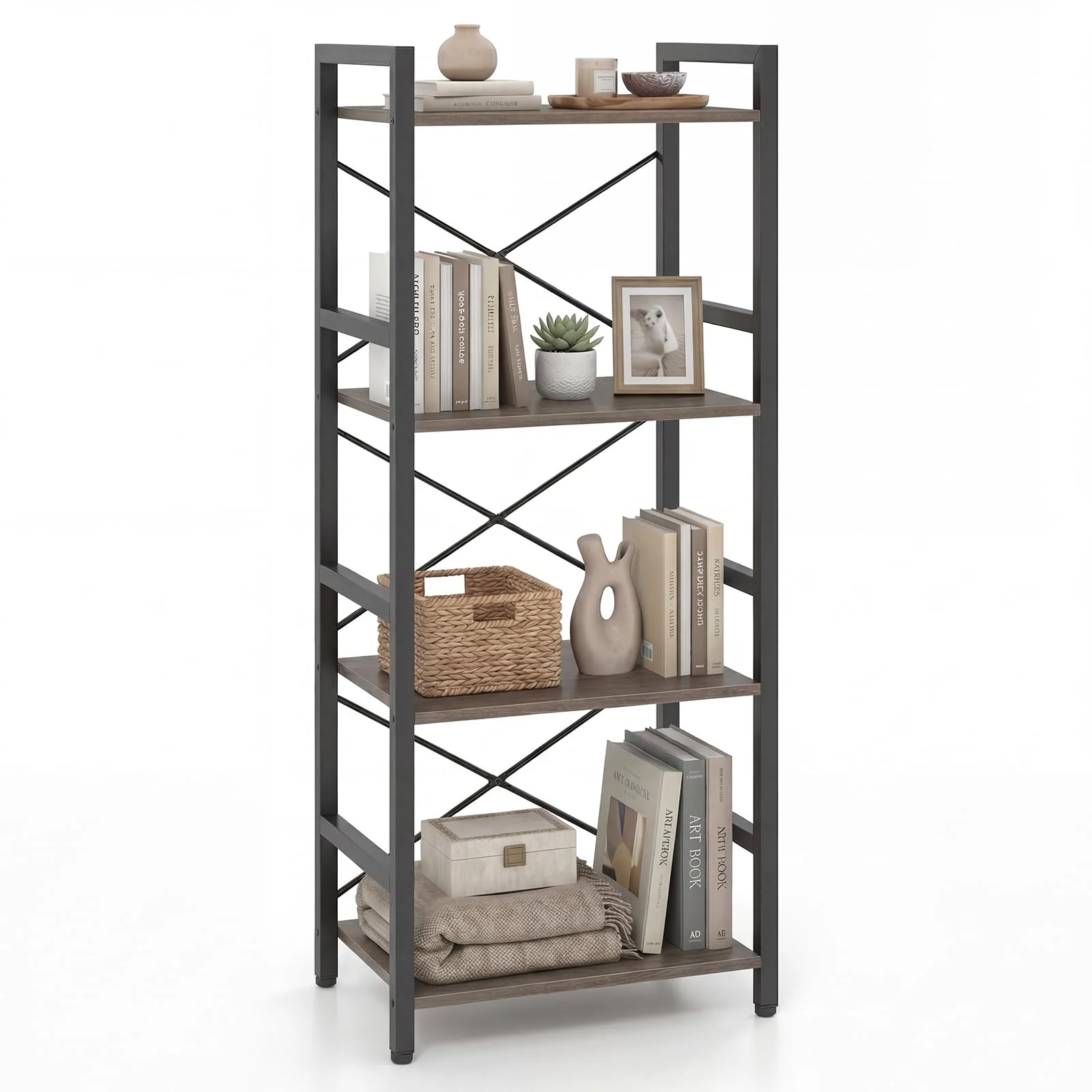 Tangkula 3-Tier Industrial Bookshelf for Home Office