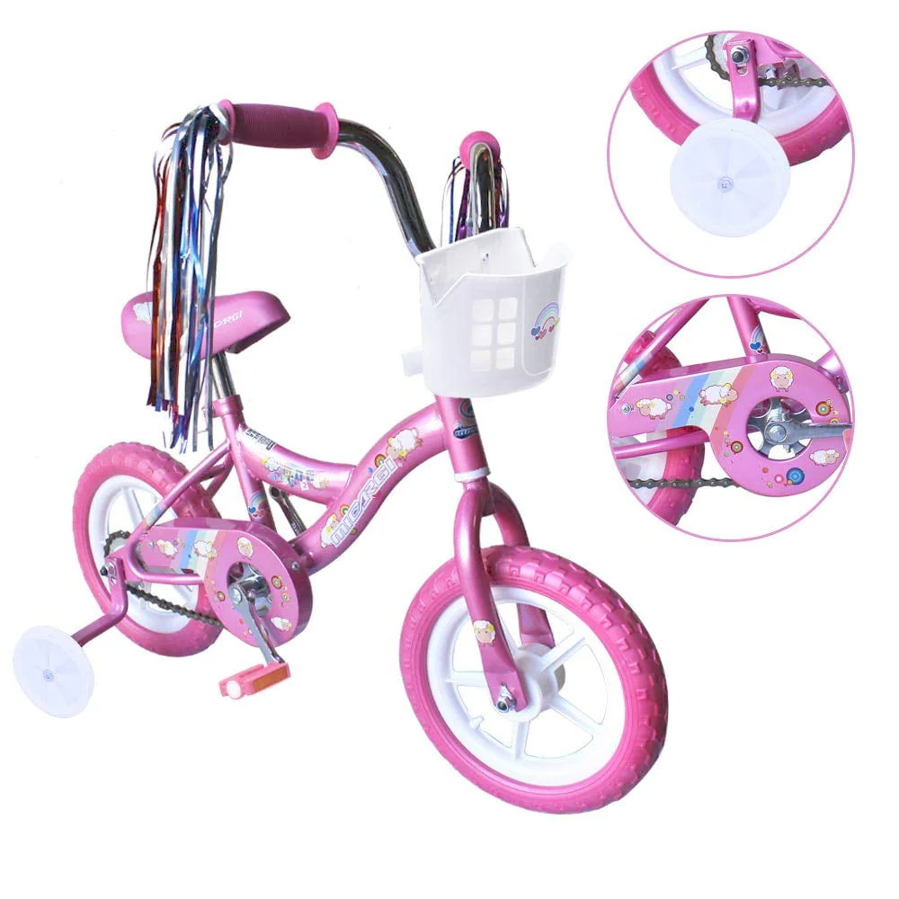 12 In. Kid's Beginner Bicycle for 2-4 Years Old Boy's and Girl's with Foam Tire for Indoor Use No Brake, Pink - Image 4
