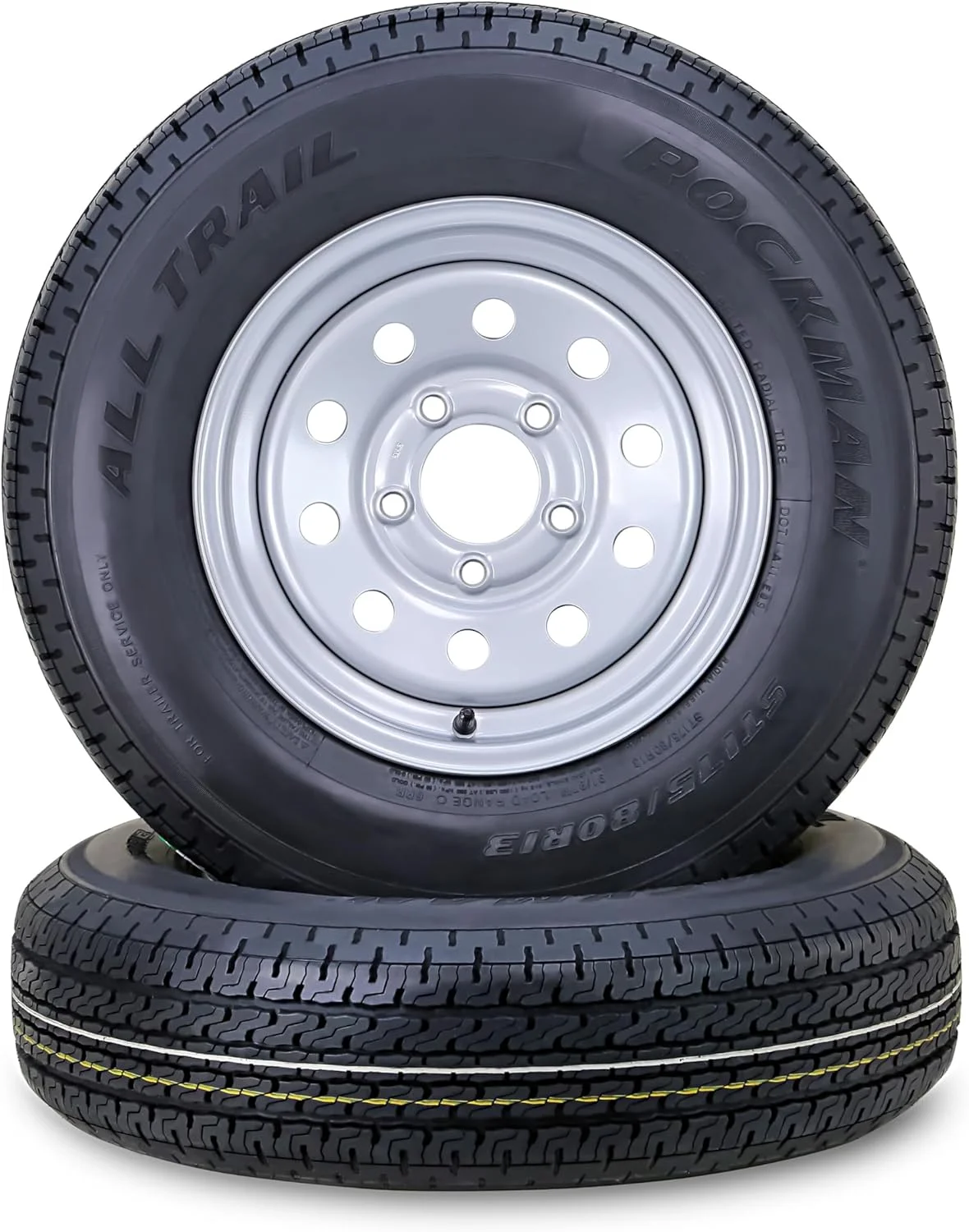 ROCKMAN Trailer Tire Wheel Assembly ST175/80R13 6 - Ply C 91M 5 Lug on 4.5
