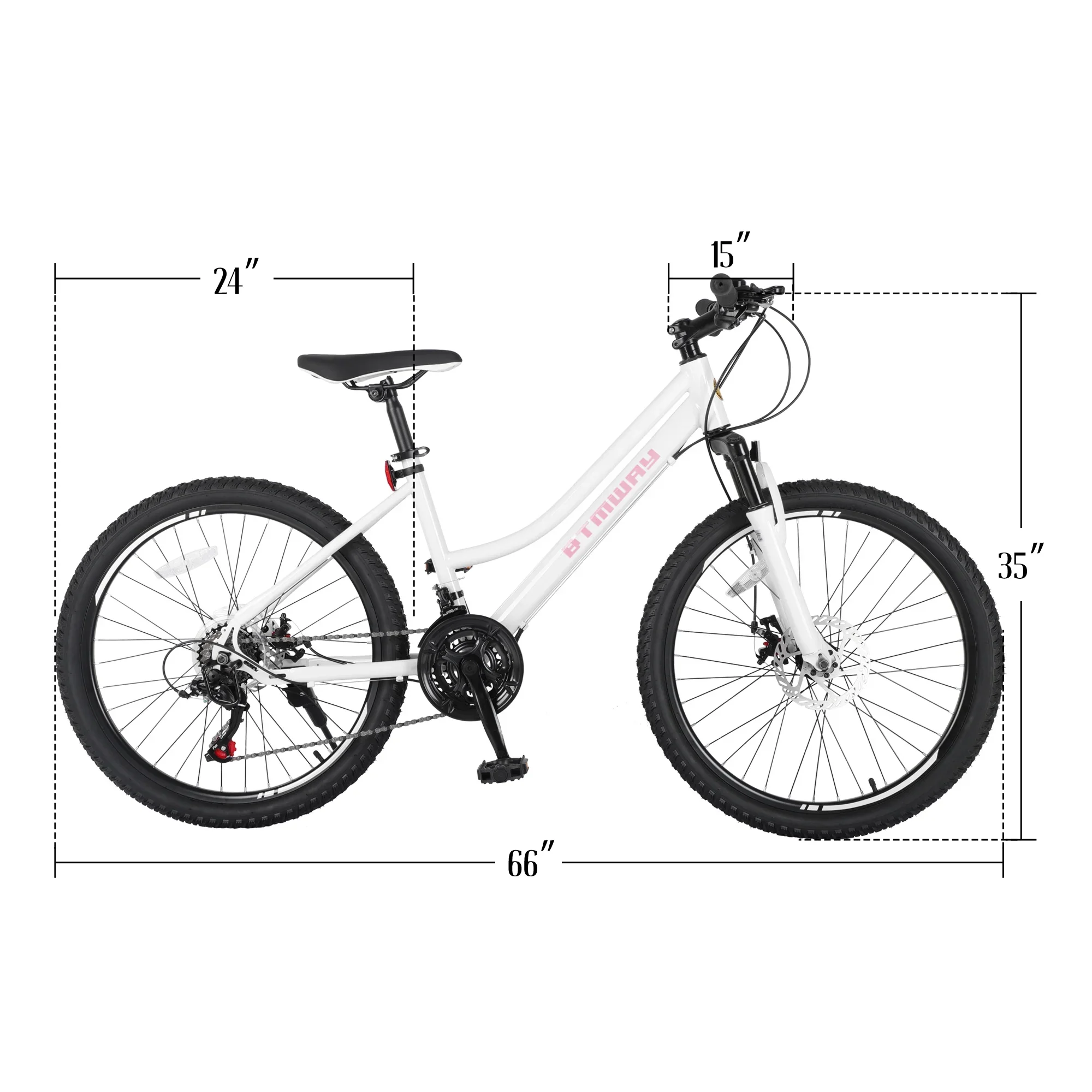 iRerts 24 Inch Mountain Bike, Shimano 21 Speed Mens Mountain Bike, Gear MTB Mens Bicycle with Dual Disc Brakes and Front Suspension, Pink