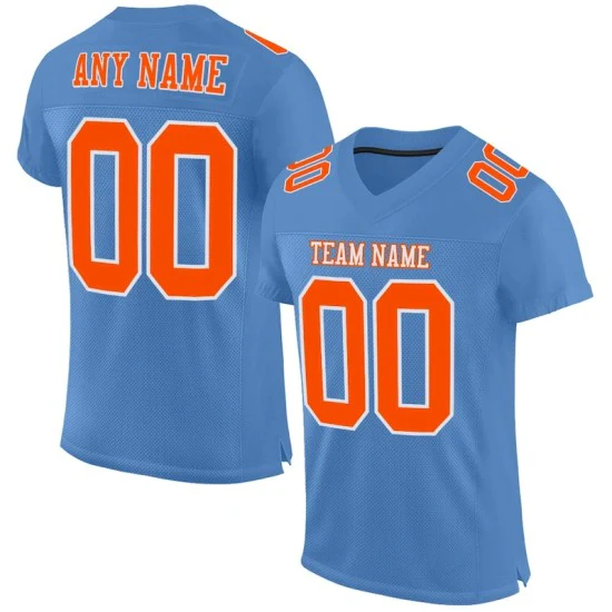 Custom Light Blue Orange-White Mesh Jersey