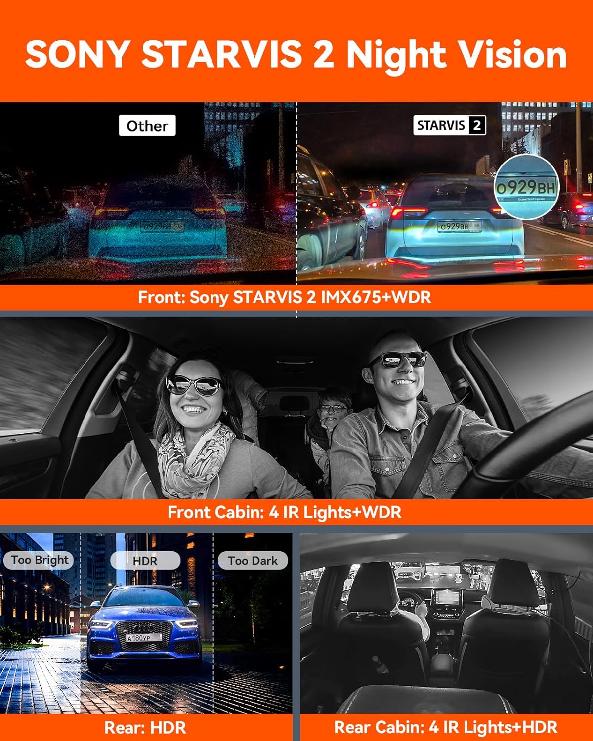 Vantrue N5 4 Channel WiFi 360° All Sides Dash Cam  STARVIS 2  IR Night Vision  2.7K+1080P*3 Front Rear Inside Dashcam  Voice Control  GPS  24 Hours Buffered Parking Mode Dash Camera  512GB Max (N5)