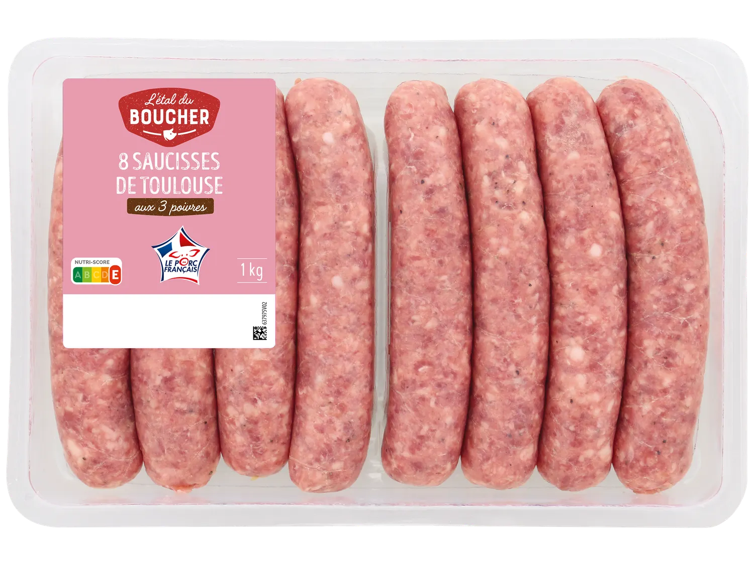 L'TAL DU BOUCHER 8 saucisses de Toulouse aux 3 poivres