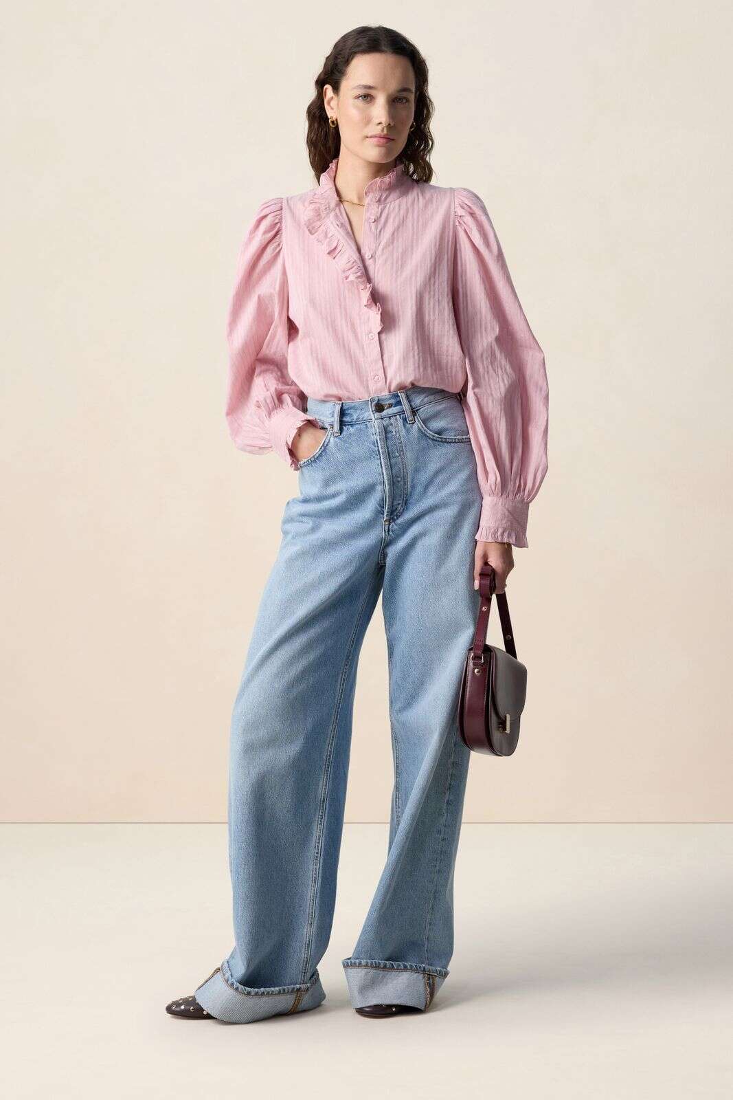 Roze blouse met lurex