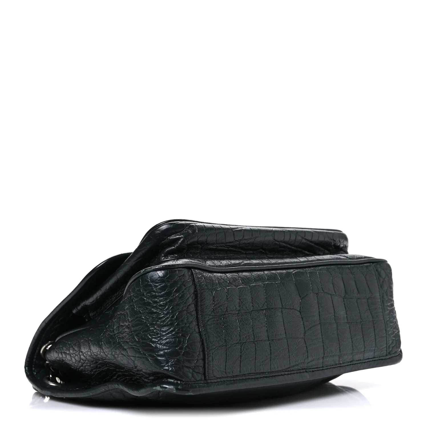 Crocodile Embossed Calfskin Monogram Medium Niki Chain Satchel Algea