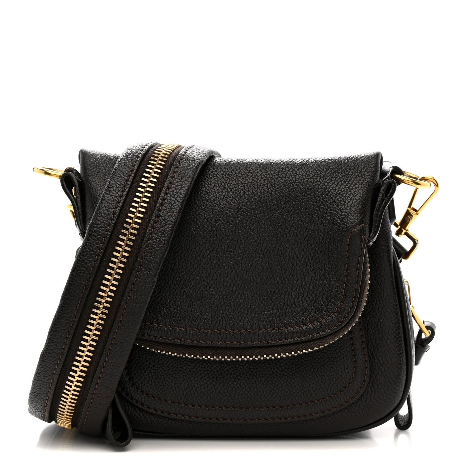 Calfskin Mini Jennifer Crossbody Bag Brown