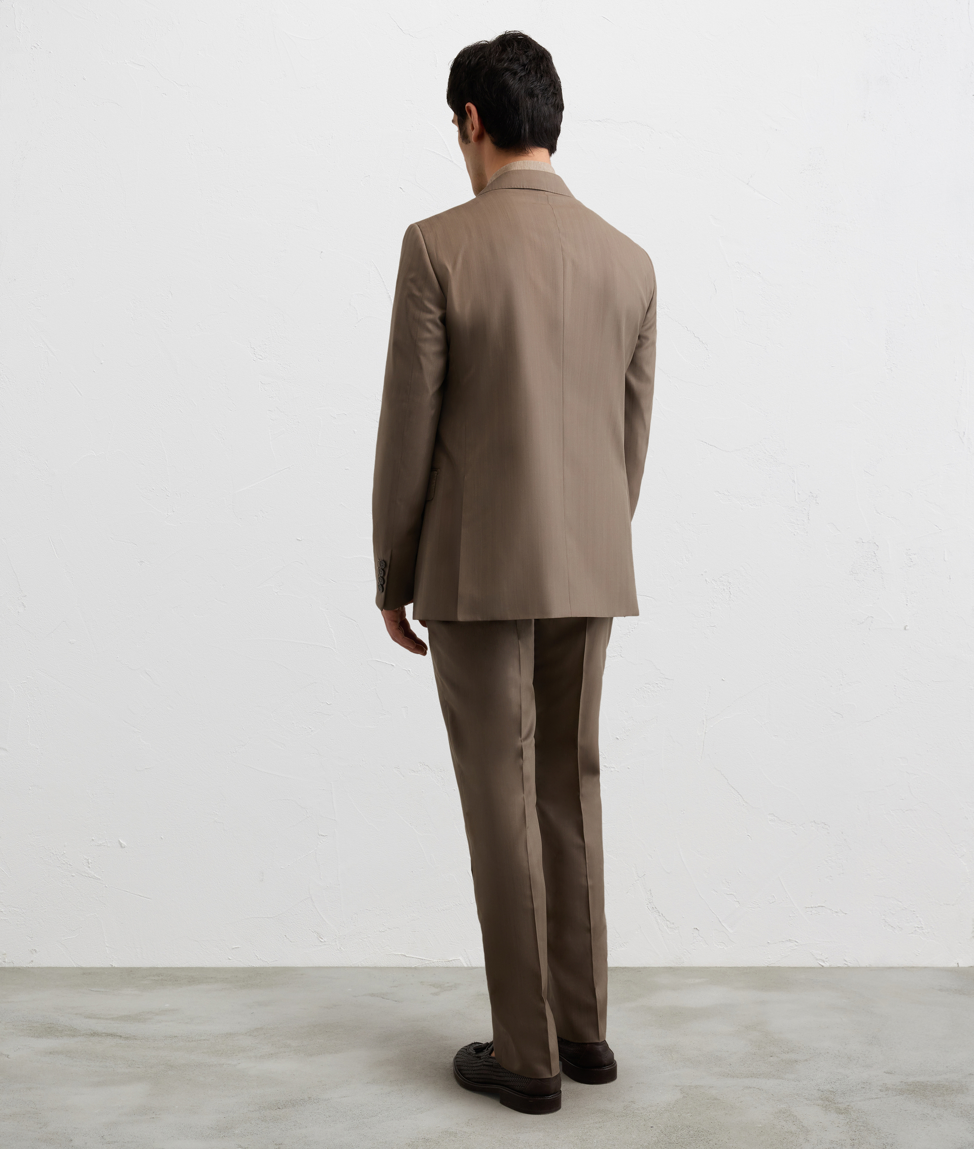 LIGHT BROWN WOOL AND SILK VICENZA LINE DRESS