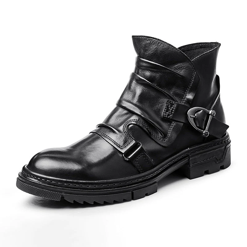 Bottes pour hommes marron unies avec lacets - Modèle Pierre