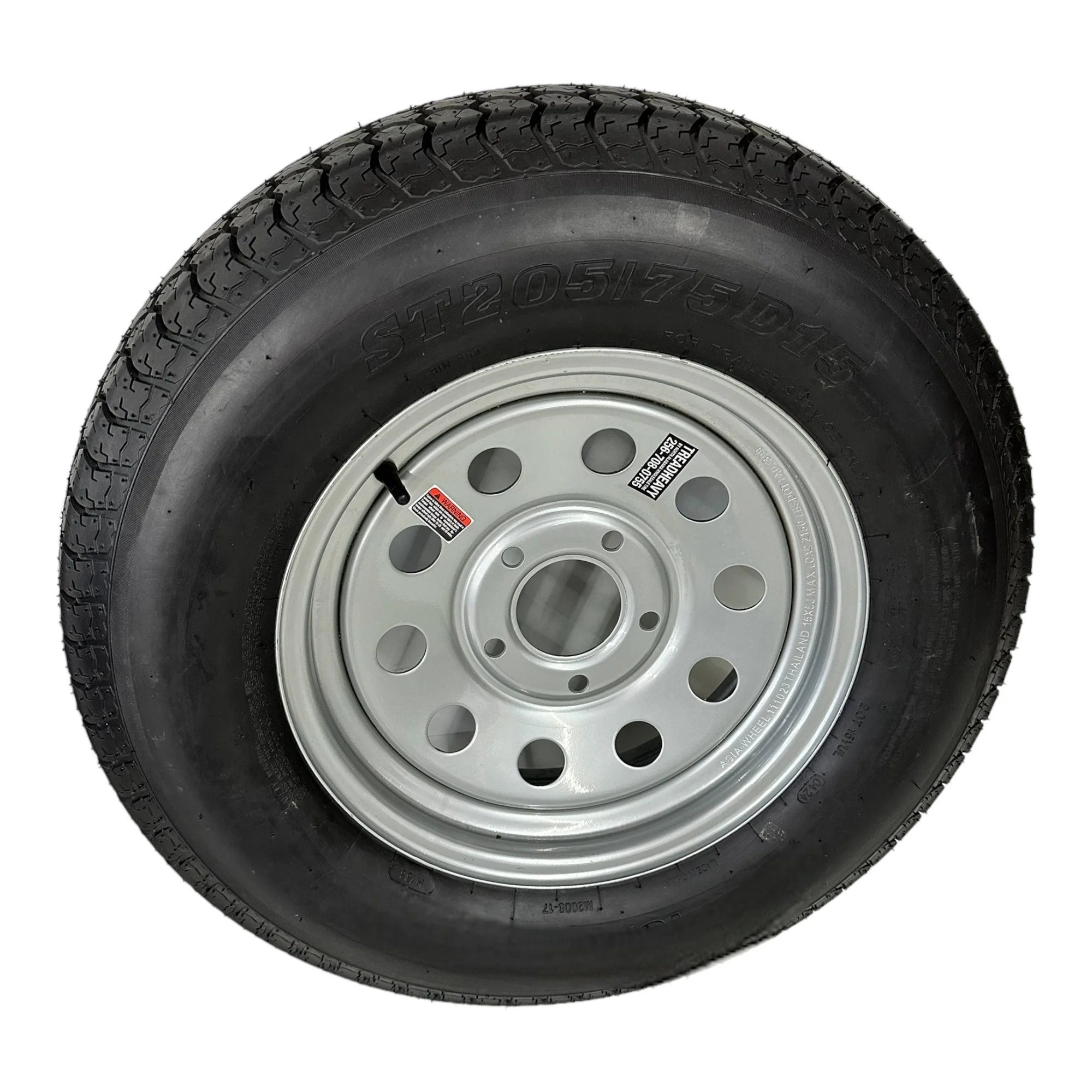 2-Pack Trail Tire on Rim ST205/75D15 LRC 6 Ply Bias 5 Lug Silver Modular Wheel 5X5" Bolt Pattern - Image 4