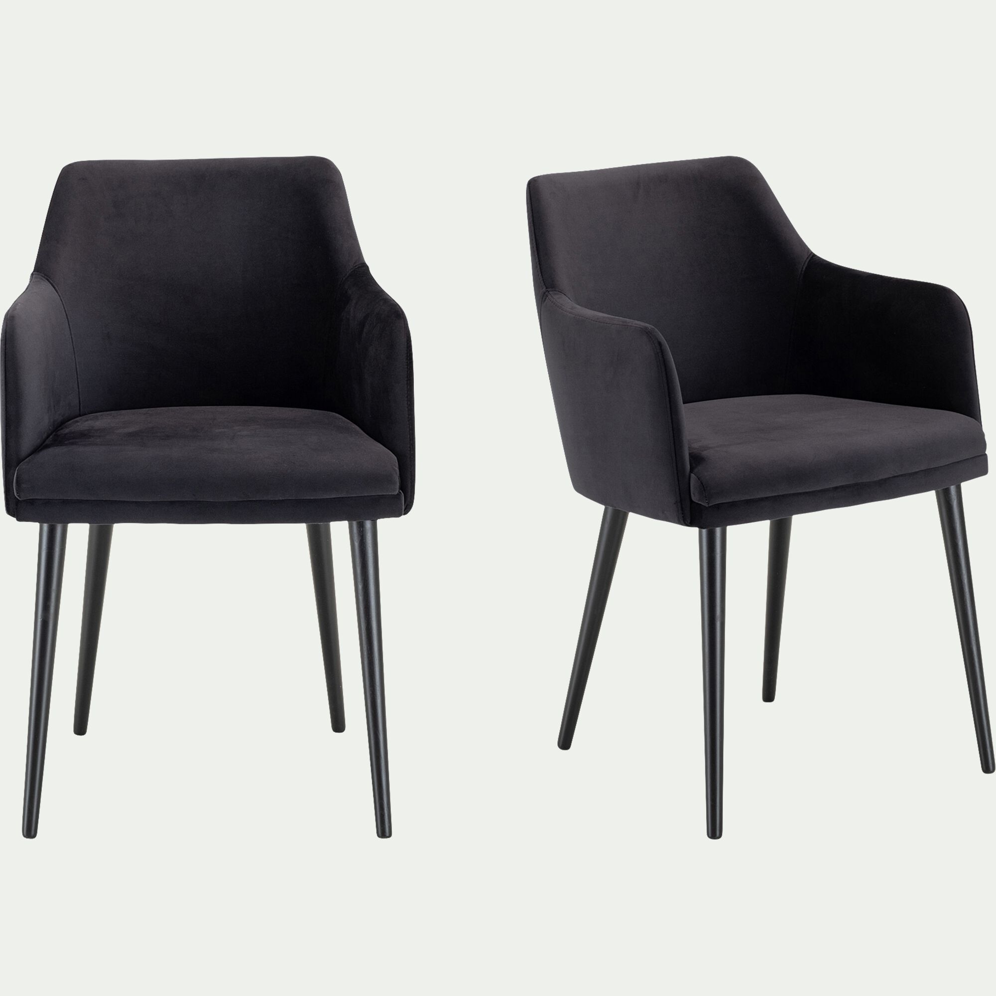 MANE - Chaise en tissu effet velours avec accoudoirs - noir