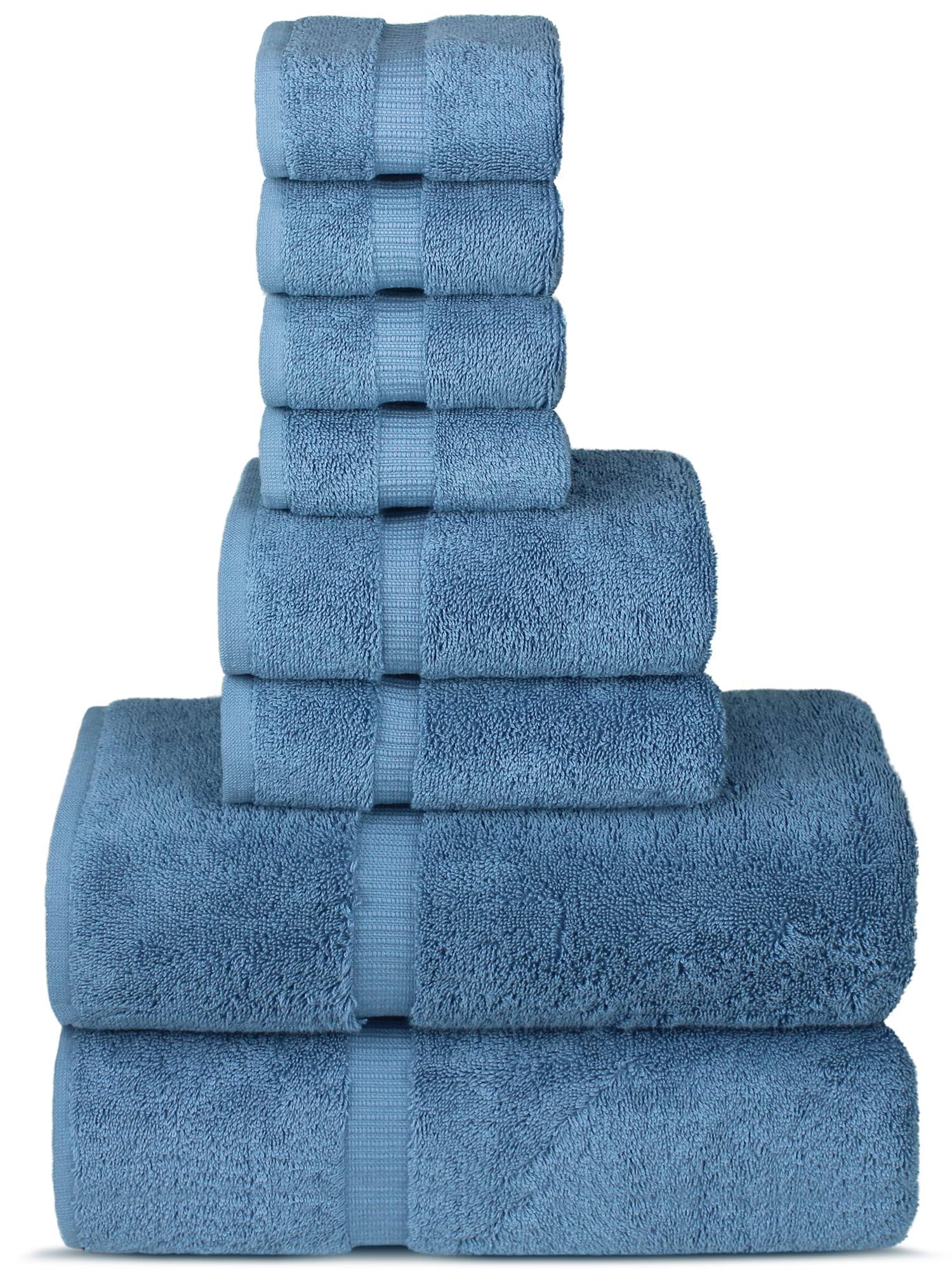 Chakir Turkish Linens Hotel & Spa Quality, Highly Absorbent Towel Set (Set of 8, Wedgewood)