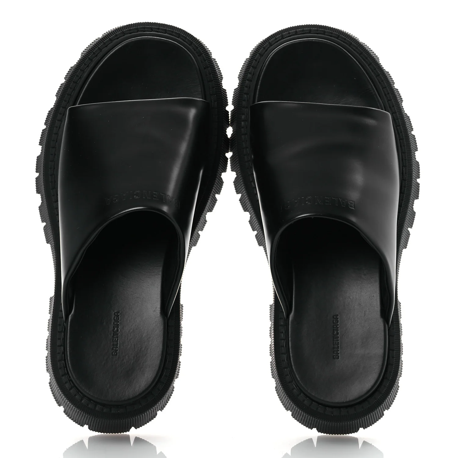 Jive Smooth Calfskin Logo Embossed Womens Tractor Platform 38 Black
