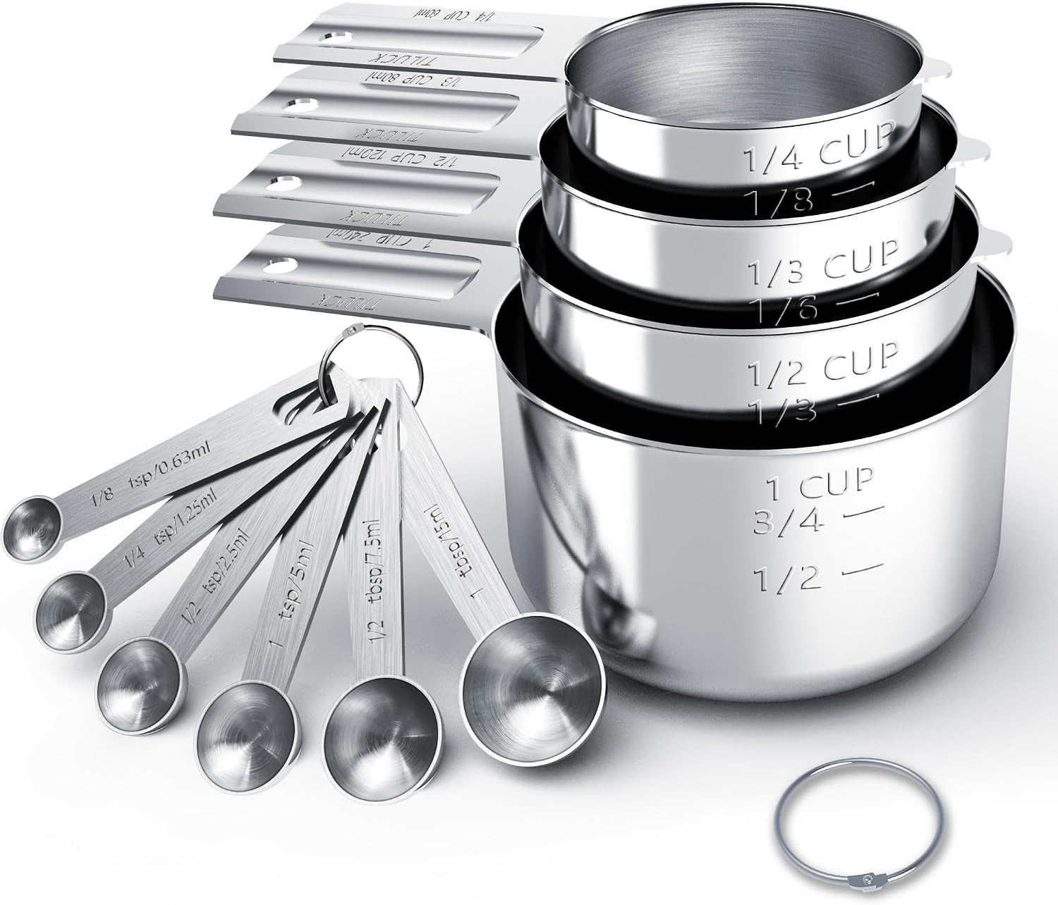 TILUCK Stainless Steel Measuring Cups & Spoons Set, Cups and Spoons