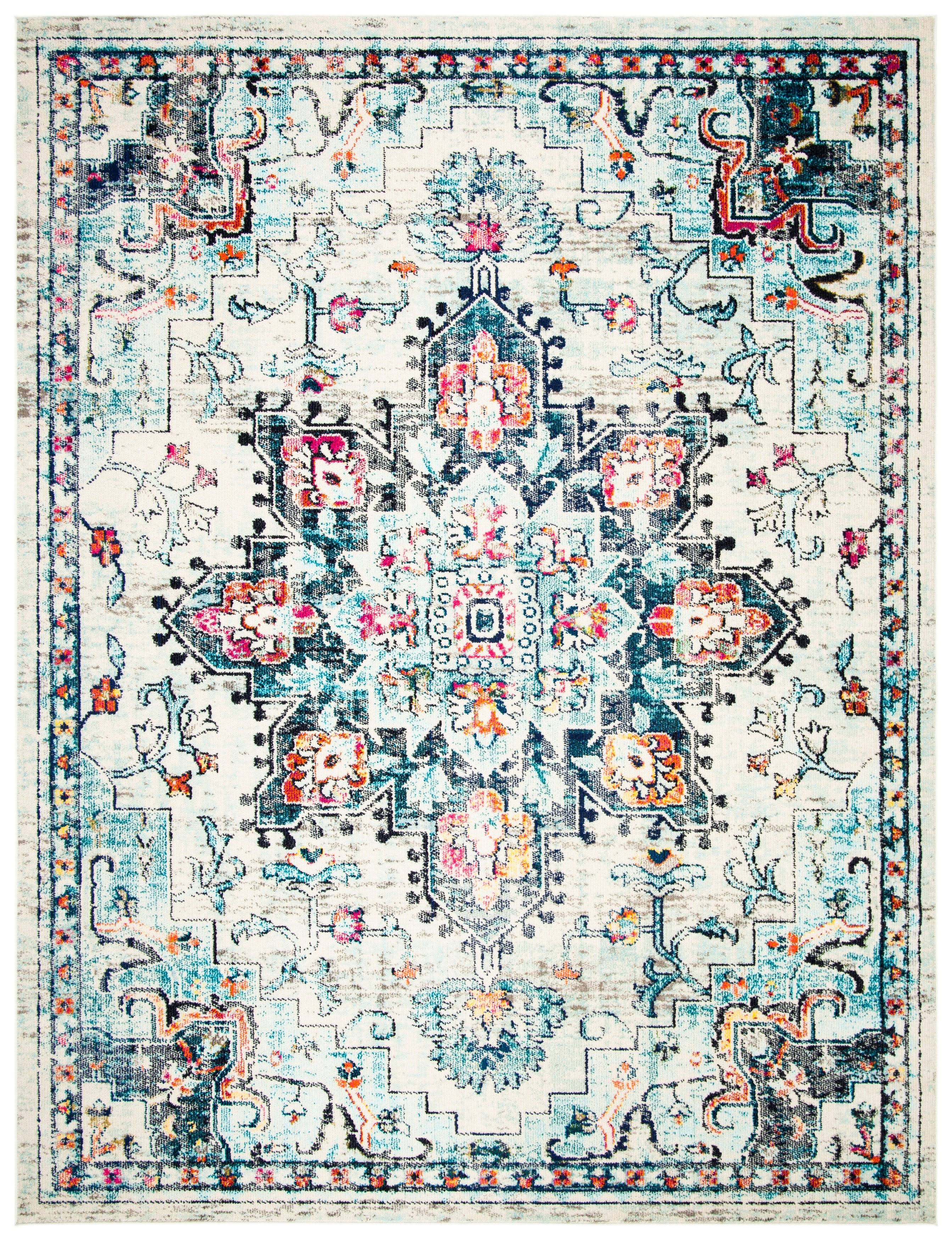 Safavieh Madison 400 Rug Collection MAD473B - Cream / Blue - 4' x 4' Square