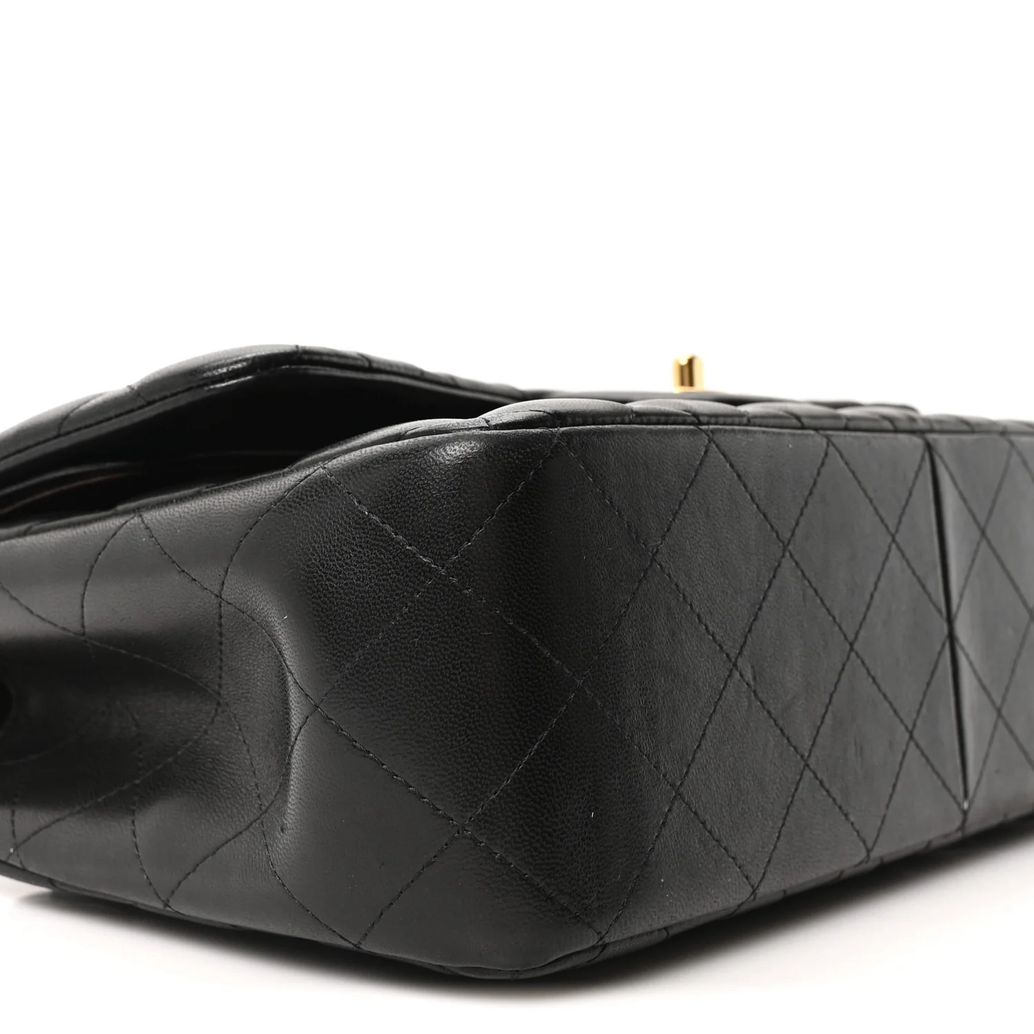 Lambskin Quilted Jumbo Double Flap Black
