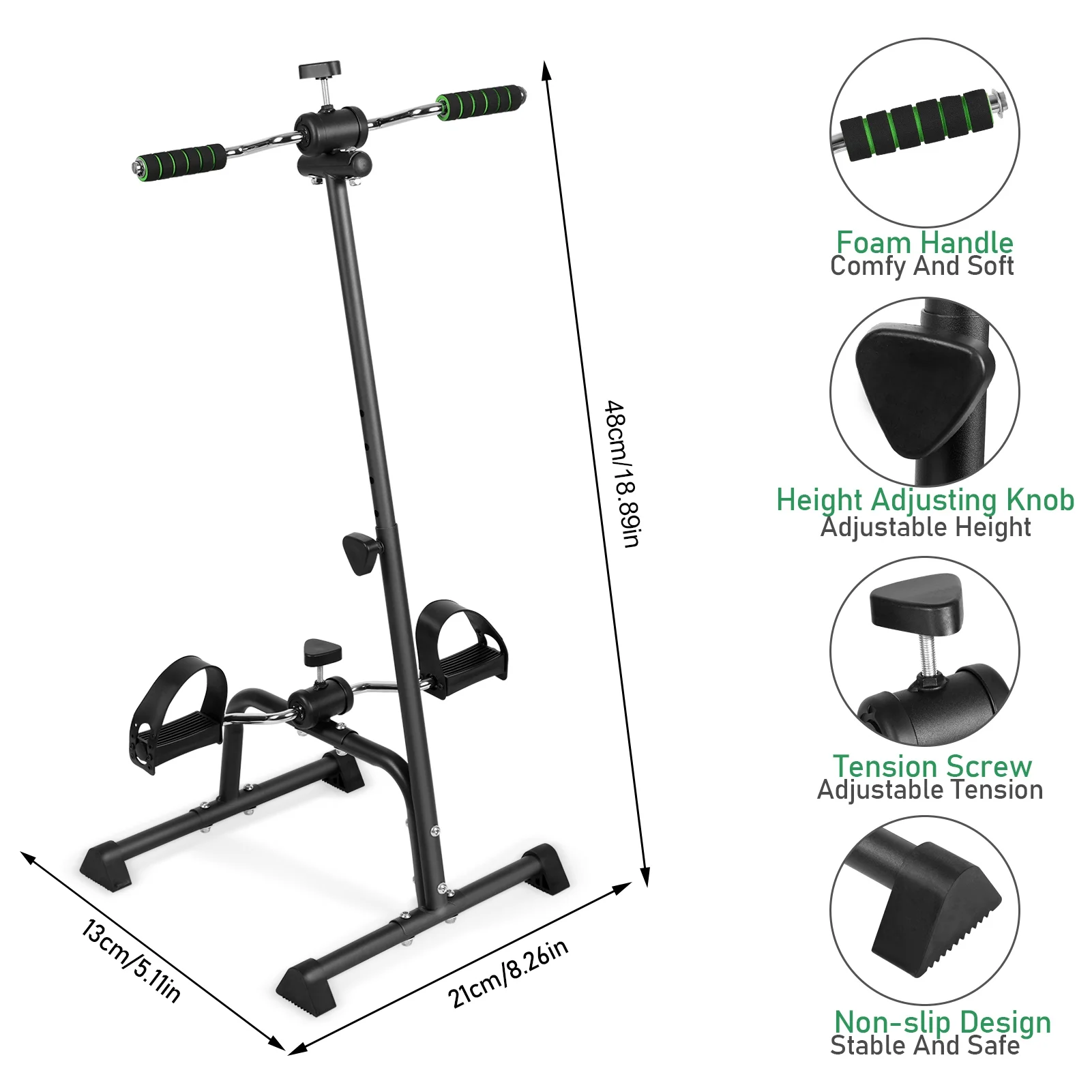 Elderly Exercise Bike,Pedal Exerciser Bike, Hand Arm Leg Knee Peddler,Adjustable Fitness Equipment for Seniors,Elderly Home Pedal Exercise Bike for Total Body(Black) - Image 3
