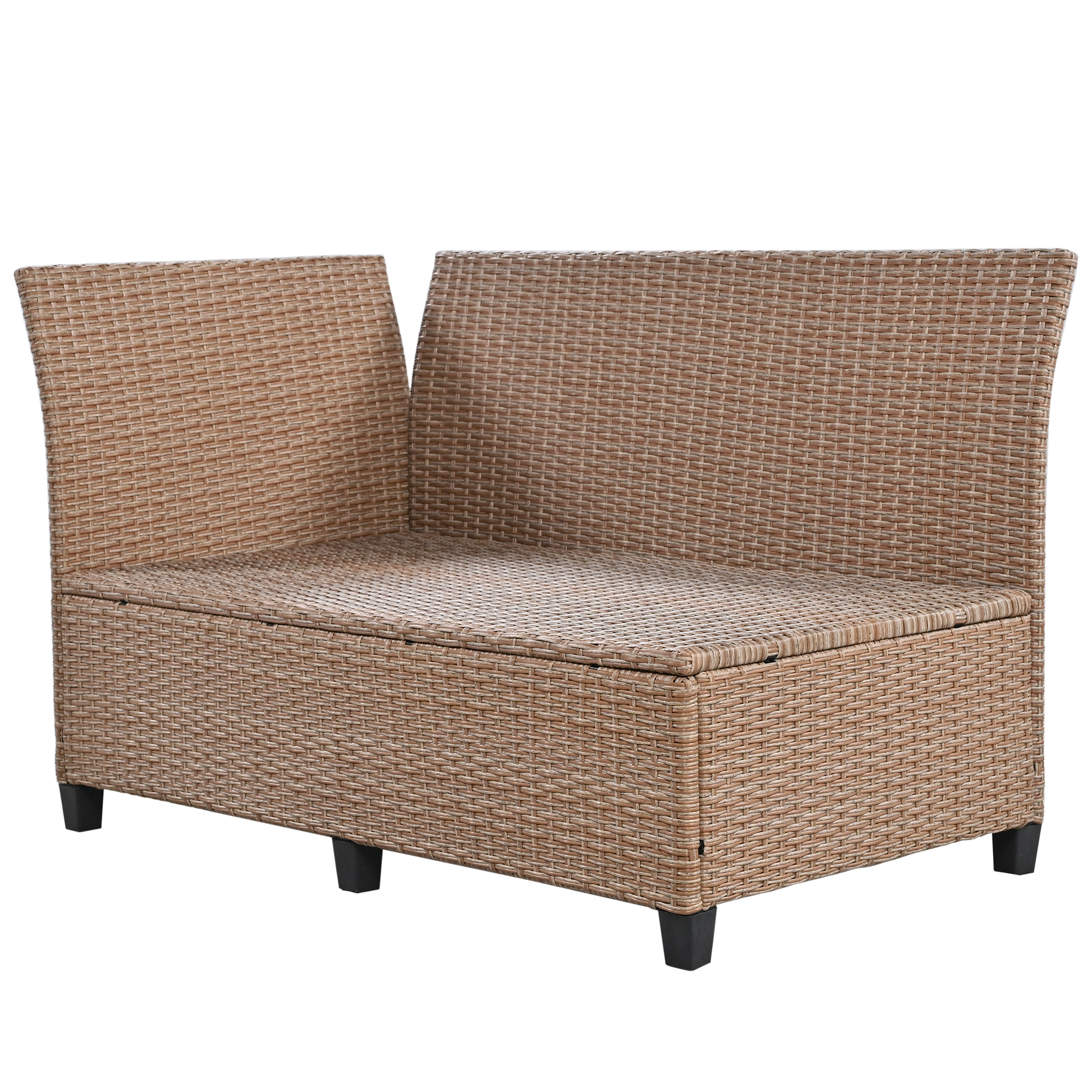 Outdoor Rattan Sectional Sofa Set with Dining Table, Patio L-Shaped Wicker Conversation Set with 2 Extendable Side Tables, Brown(Brown) - Image 9