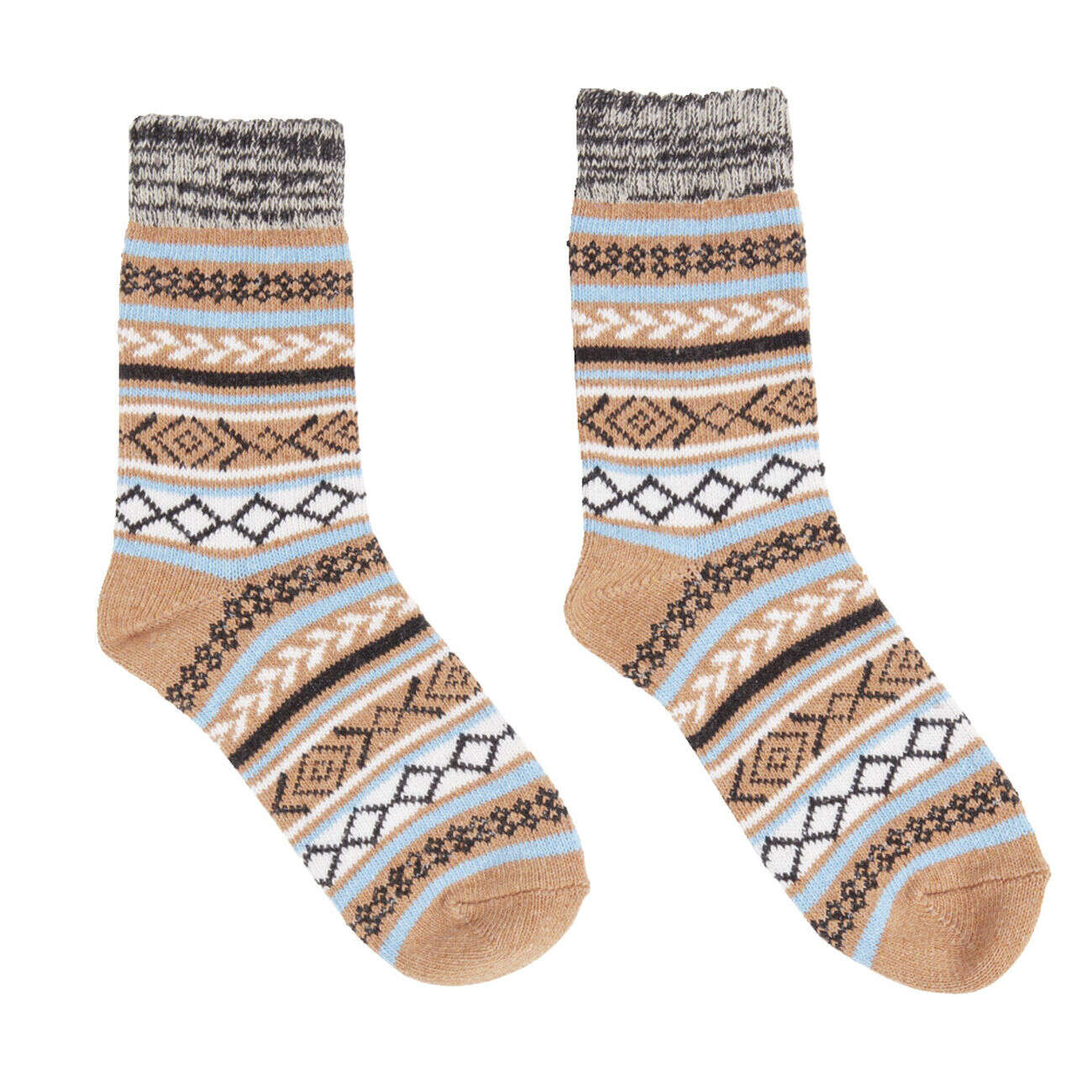 Chaussettes femme hiver tige longue motif jacquard - 5 modèles