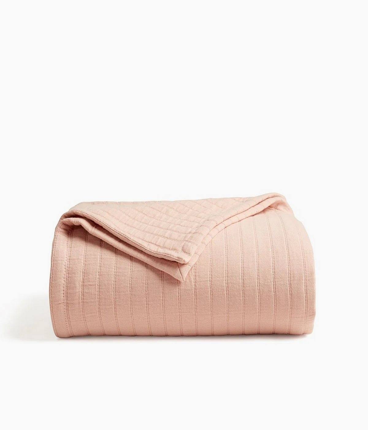 Truly Soft Organic Channel Stitch Blanket - Full/Queen - Blush