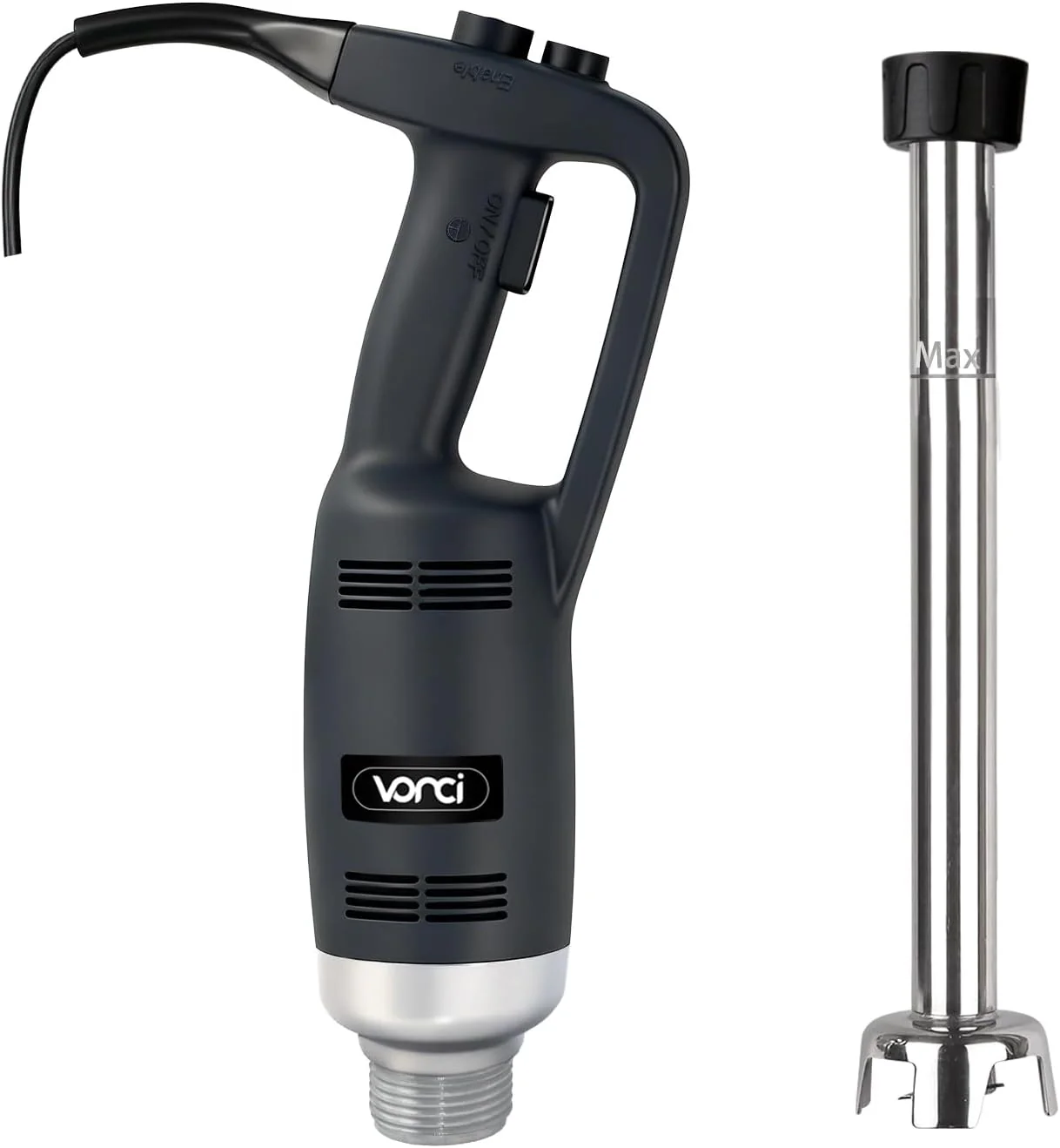 Mixeur plongeant commercial VONCI 500W, tige amovible de 16 pouces en acier inoxydable 304, mixeur à main robuste avec vitesse variable de 6000 à 20000 tr/min, mixeur plongeant électrique professionnel pour une utilisation en cuisine de restaurant.