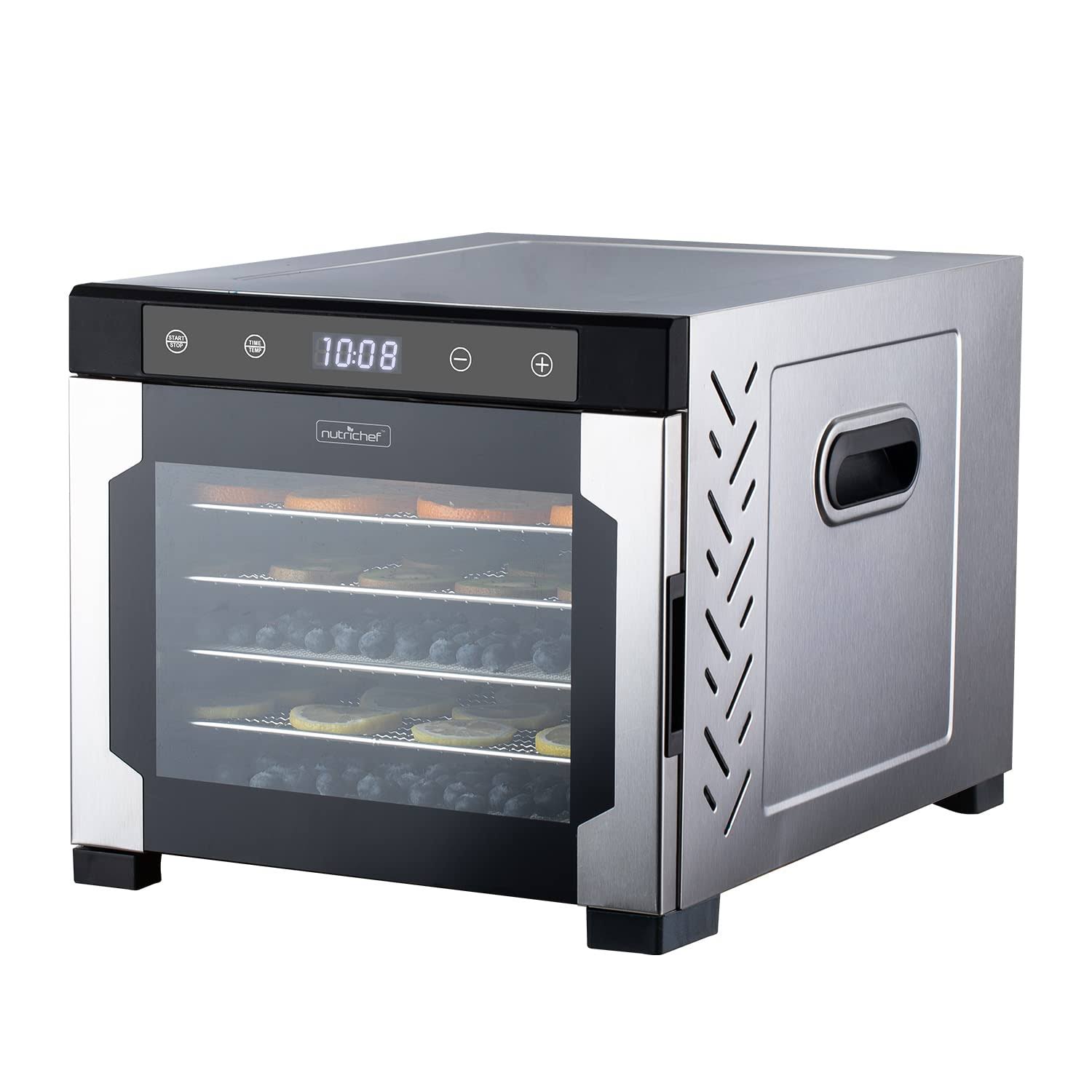 NutriChef Electric 600 Watts Countertop Food Dehydrator with 6 Trays, Silver