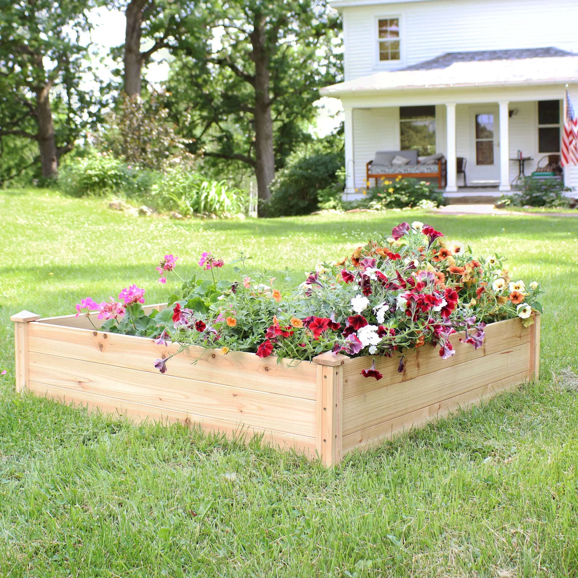 Sunnydaze 24 x 48.25 x 12.25 Rectangular Natural Wooden Outdoor Raised Garden Bed