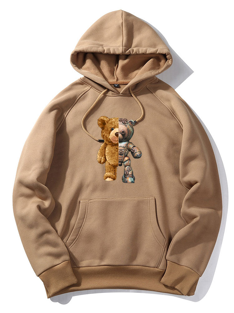 Sweats à capuche imprimés avec motif d'ours robot