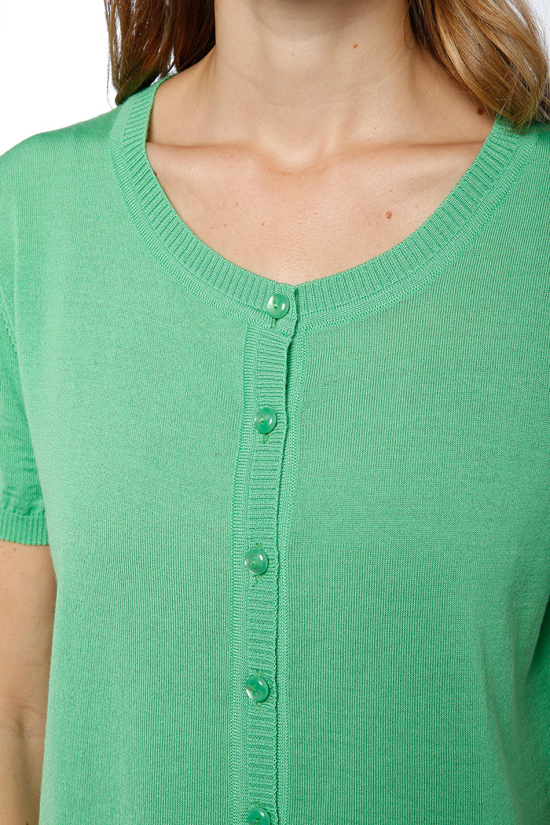 Cardigan femme manches courtes vert acidulé