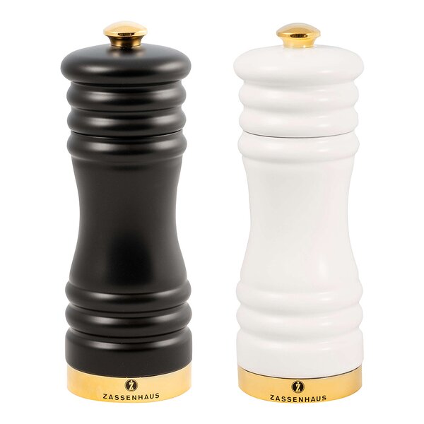 München kvernsett salt/pepper 15 cm svart/hvit/gull