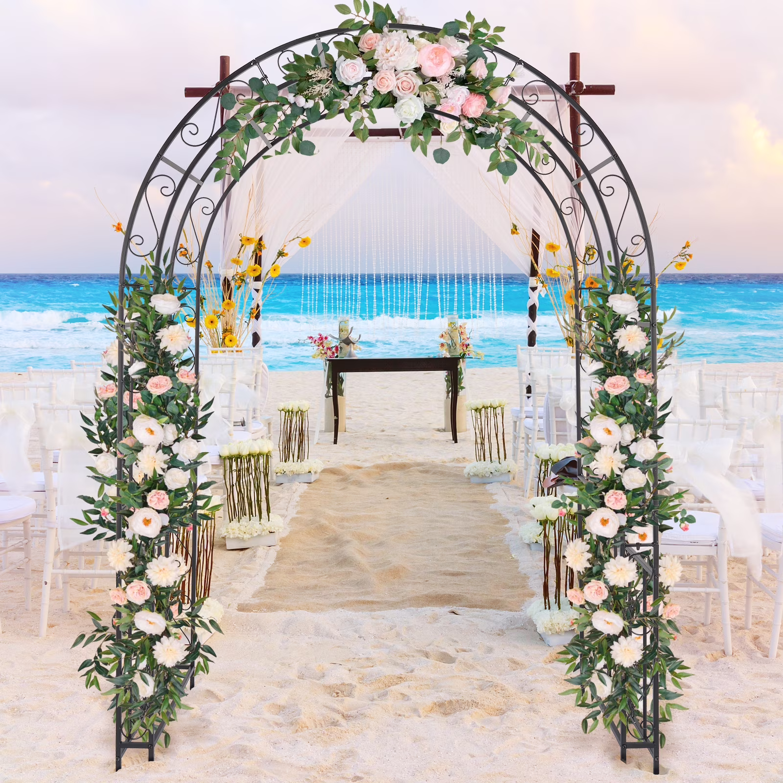 UBesGoo Metal Garden Arch 7Ft Garden Arbor for Climbing Plant Outdoor Wedding