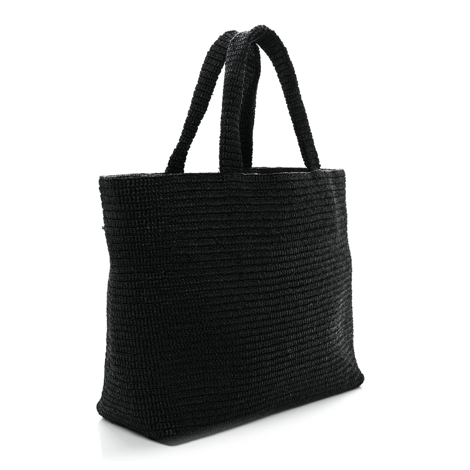 Raffia Wide Tote Black
