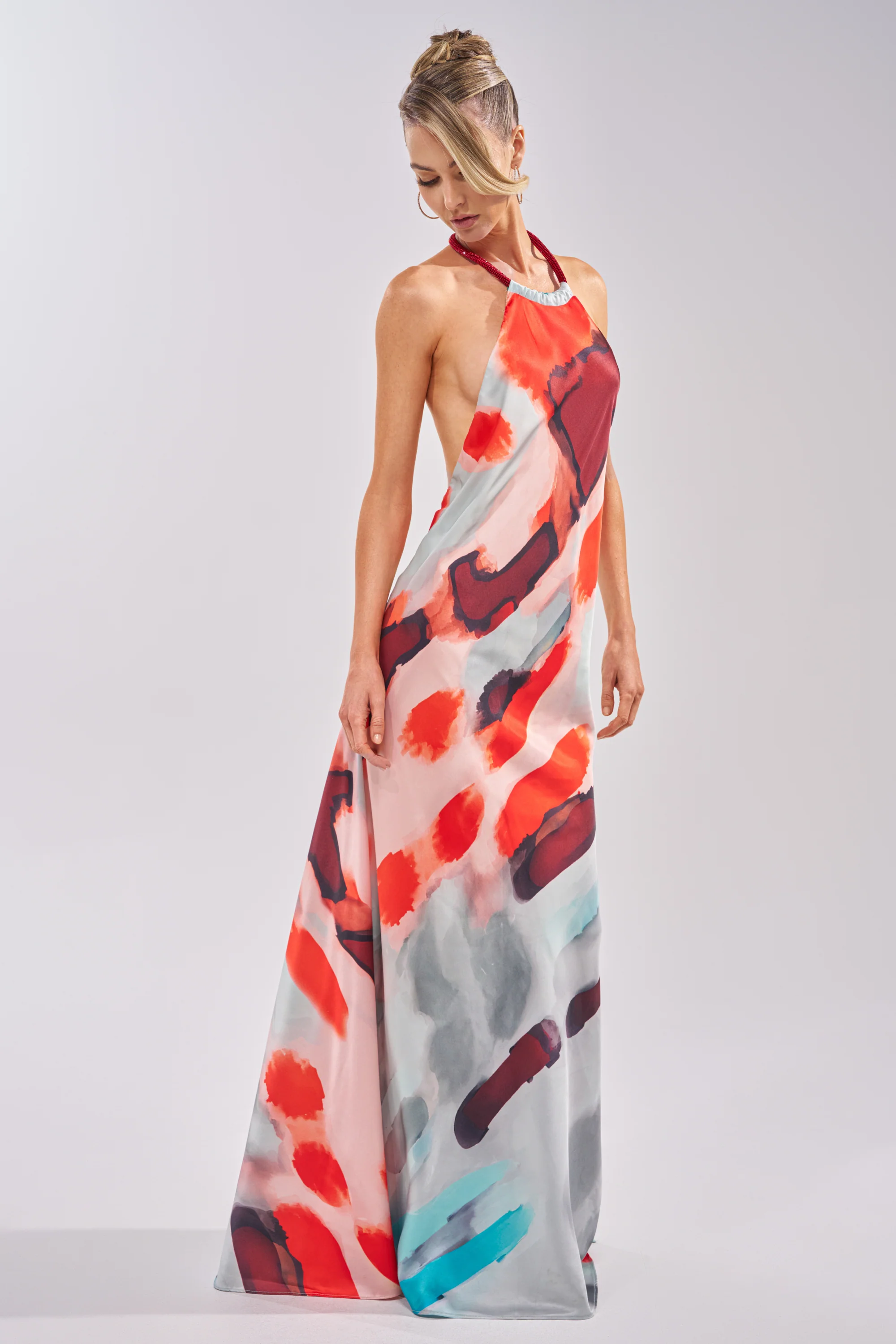 CHIC IS ME SATIN MAXI DRESS IN MULTI - Akira Store