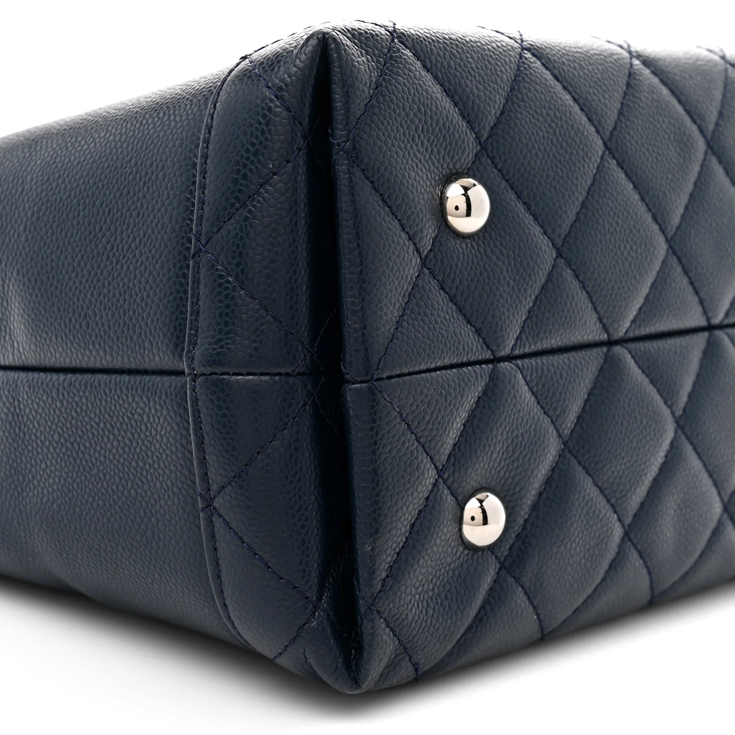 Soft Caviar CC Medium Top Handle Tote Navy Blue
